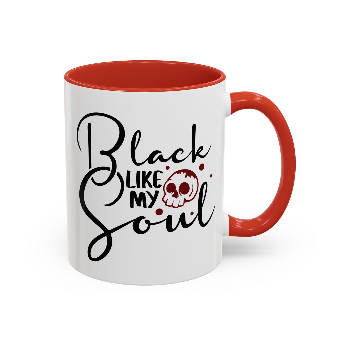 Black Like My Soul Mug – Gothic Coffee Cup, Funny Dark Humor Gift, Pink, Red, or Black Two-Tone Ceramic Mug, Alt Aesthetic Drinkware - Divine Mystic Moons