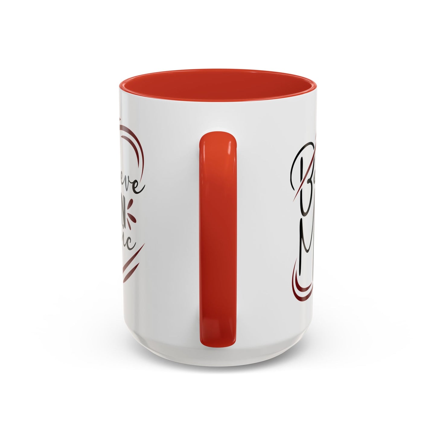 Believe in Magic Mug – Mystical Quote Coffee Cup, Witchy Gift for Her, Pink, Red, or Black Two-Tone Mug, Pagan Kitchen Decor