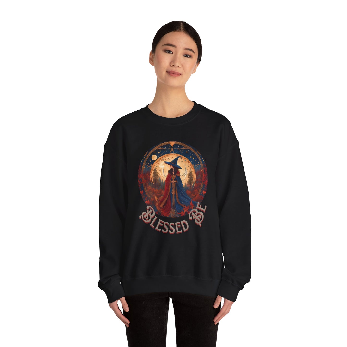 Blessed Be Holiday Sweatshirt, Cozy Christmas Gift, Unisex Crewneck, Festive Winter Apparel, Yule Celebration Clothing, Holiday Party Outfit - Divine Mystic Moons