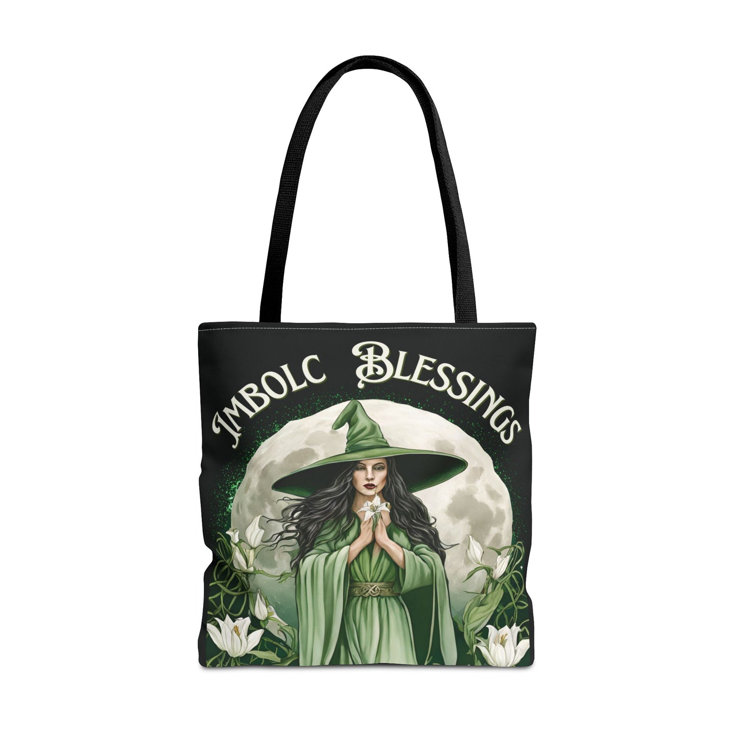 Imbolc Blessings Tote Bag, Wiccan Gift, Witchy Style Bag, Green Witch Shopping Tote, Wheel of the Year, Blessed Be - Divine Mystic Moons