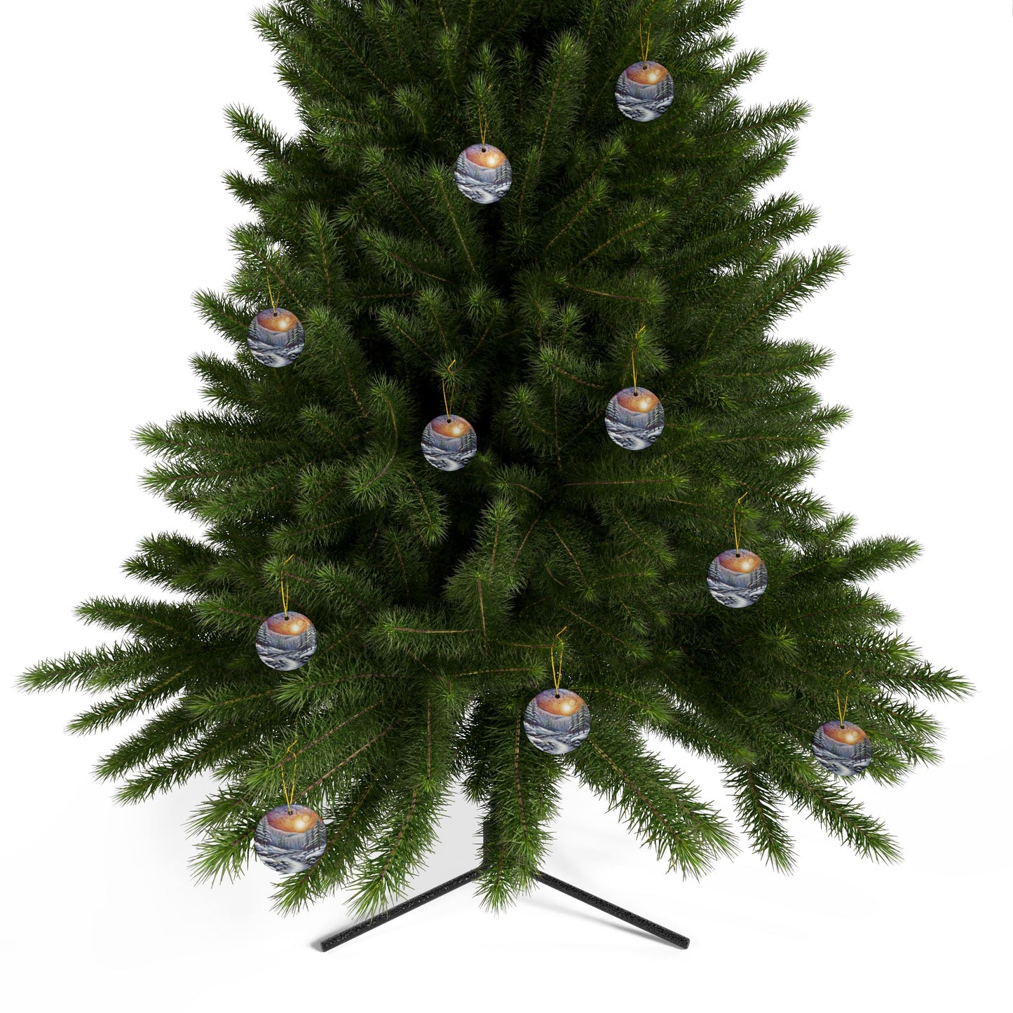 Winter Wonderland Ceramic Ornaments | Beautiful Painted Scene Two-Sided Decor for Christmas, Holiday Gifts, Tree Decorations - Divine Mystic Moons