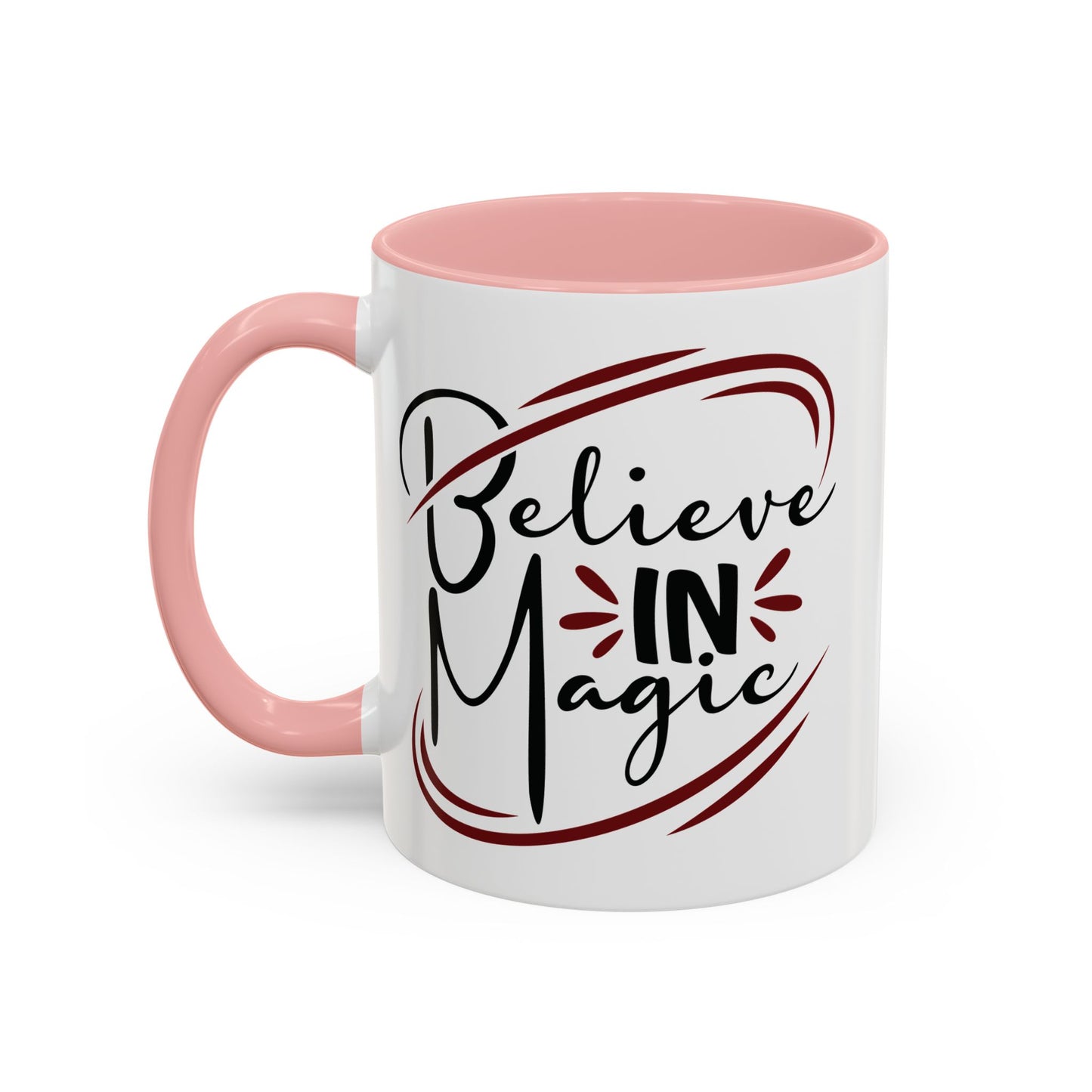 Believe in Magic Mug – Mystical Quote Coffee Cup, Witchy Gift for Her, Pink, Red, or Black Two-Tone Mug, Pagan Kitchen Decor