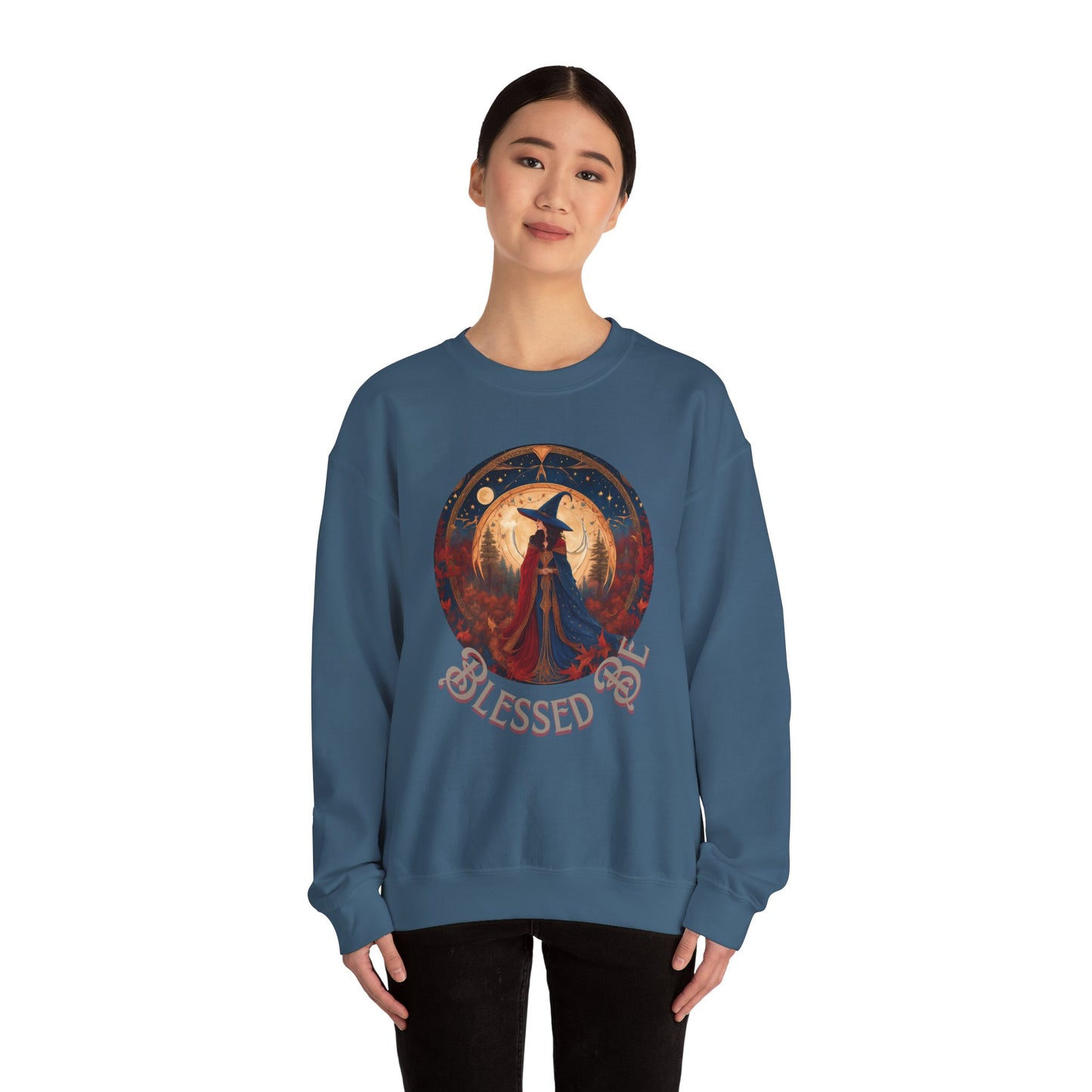 Blessed Be Holiday Sweatshirt, Cozy Christmas Gift, Unisex Crewneck, Festive Winter Apparel, Yule Celebration Clothing, Holiday Party Outfit - Divine Mystic Moons