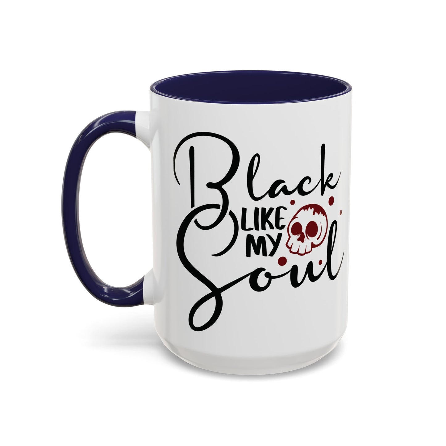 Black Like My Soul Mug – Gothic Coffee Cup, Funny Dark Humor Gift, Pink, Red, or Black Two-Tone Ceramic Mug, Alt Aesthetic Drinkware - Divine Mystic Moons