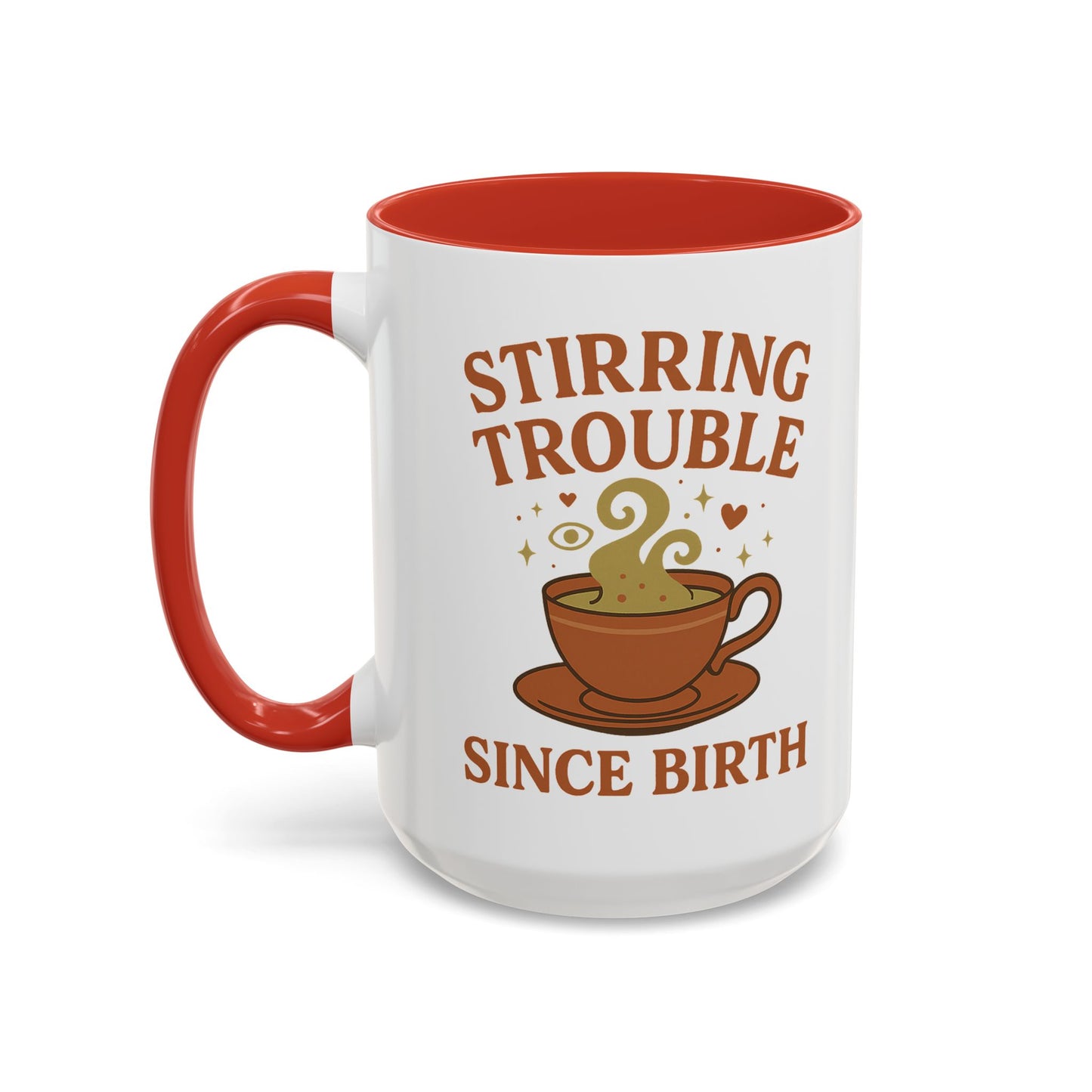 Stirring Trouble Since Birth Mug | Funny Witch Mug | Whimsical Witchcore Coffee Cup | Earth Tone Aesthetic | DivineMysticMoons Gift - Divine Mystic Moons