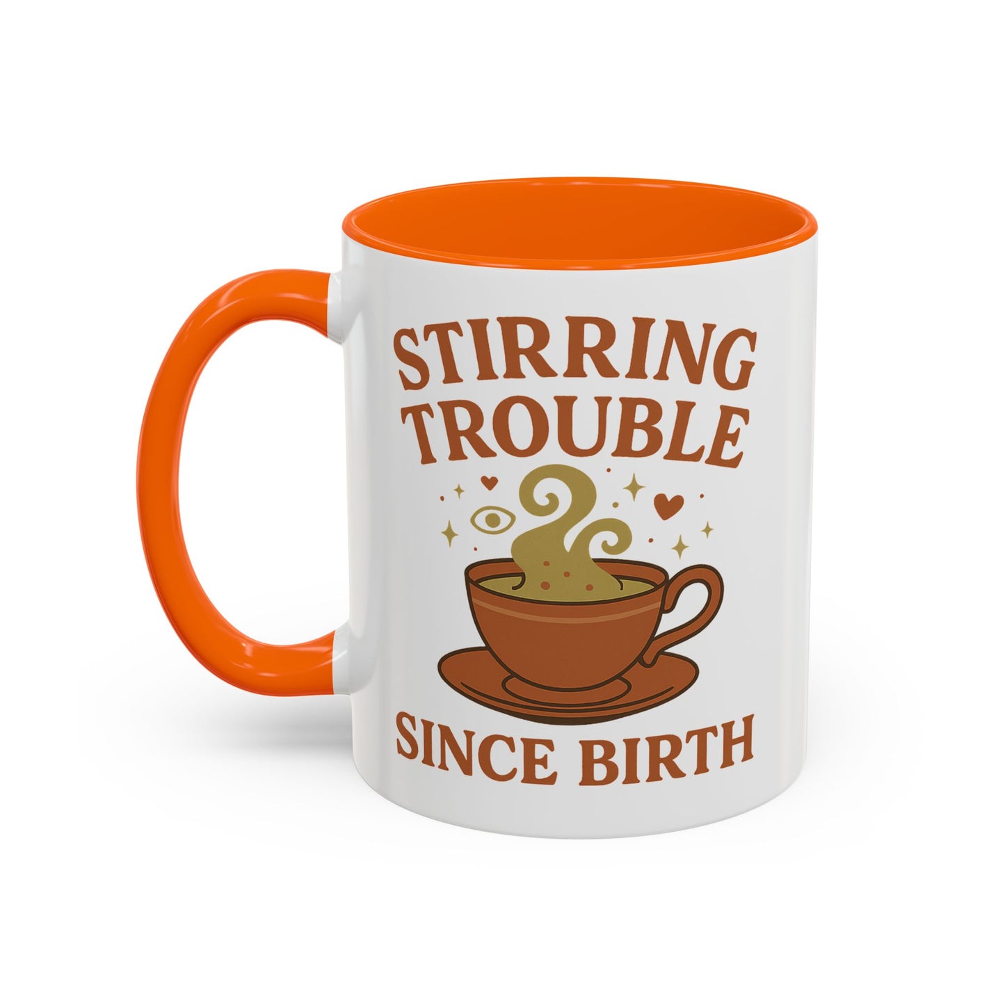 Stirring Trouble Since Birth Mug | Funny Witch Mug | Whimsical Witchcore Coffee Cup | Earth Tone Aesthetic | DivineMysticMoons Gift - Divine Mystic Moons