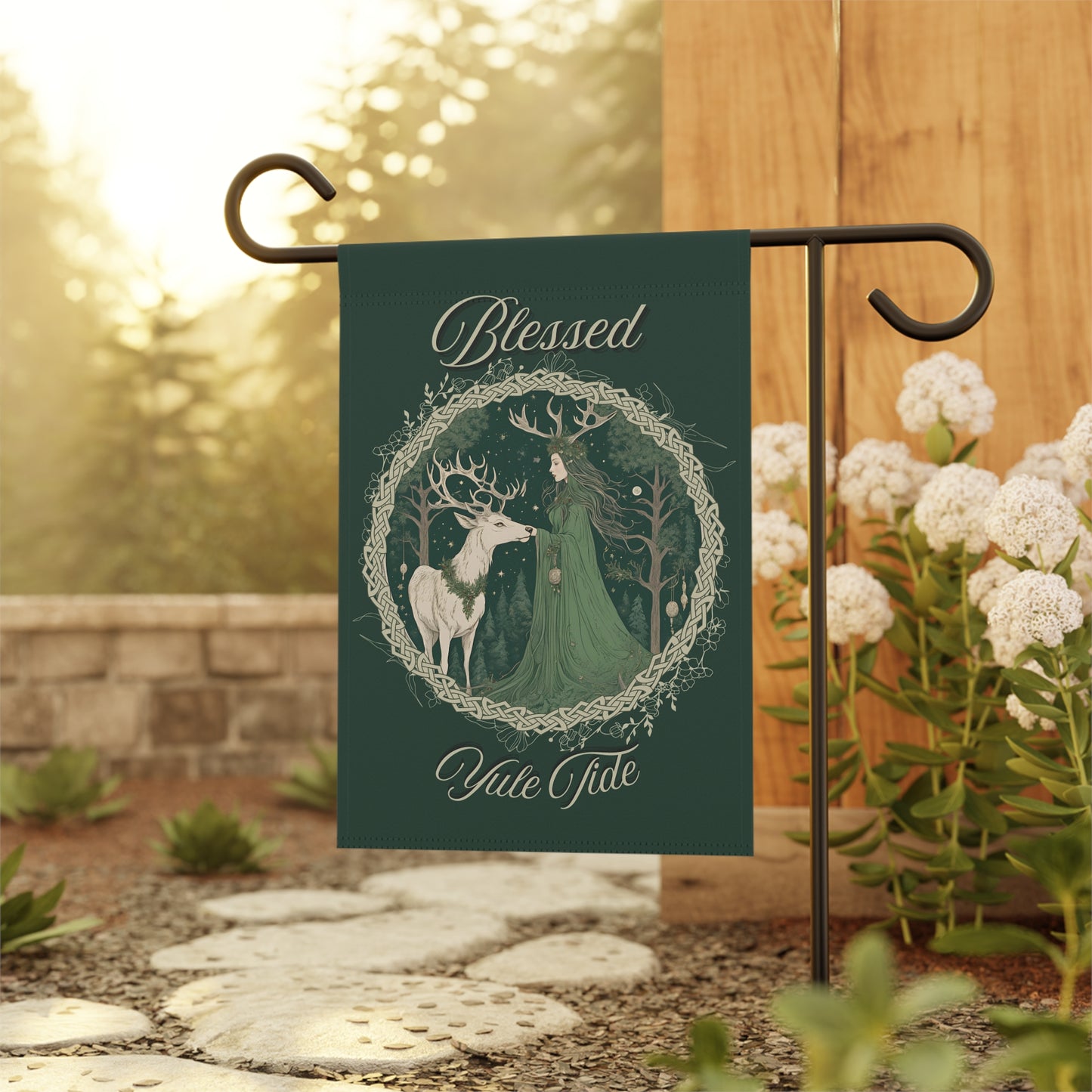Enchanted Yuletide Garden Banner, Winter Home Decor, Magical Holiday Garden Flag, Blessed Yule Tide Decor, Outdoor Holiday Decor, Seasonal