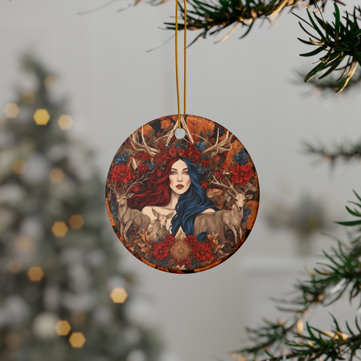 Enchanting Ceramic Ornaments,Woodland Fairy Design for Holiday Decor, Christmas Gift, Nature Lover Ornament, Eco-Friendly Craft, - Divine Mystic Moons
