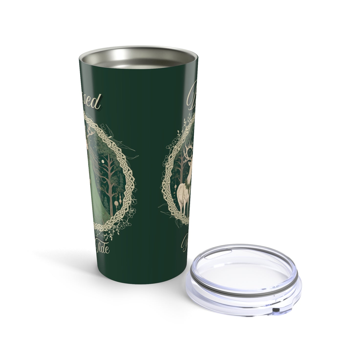 Blessed Yule Tide, Green Witch Gift, 20oz Cup, Nature Lover Mug, Pagan Drinkware, Wiccan Decor, Forest Buck Design - Divine Mystic Moons