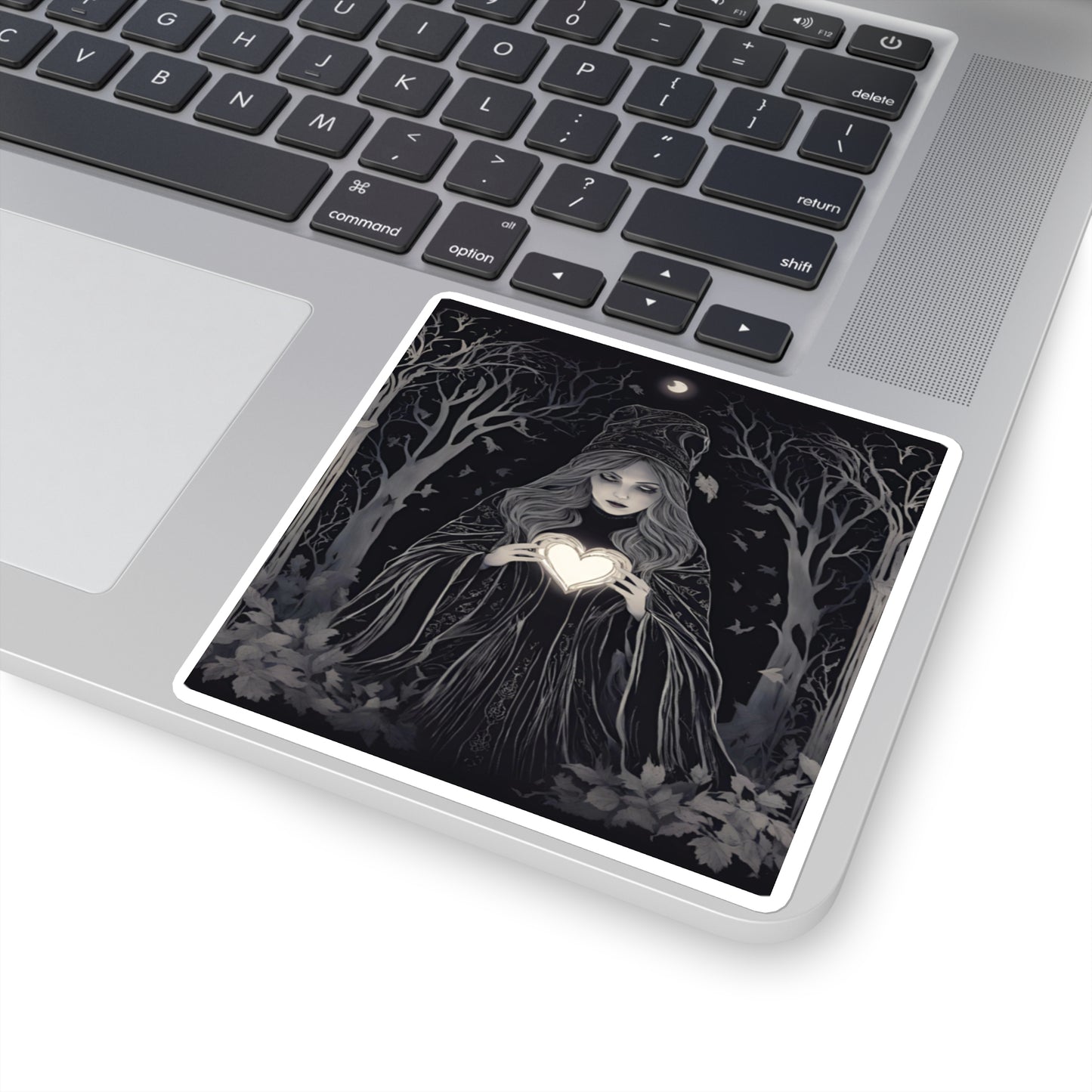 Mystical Heart Square Stickers, Witchy Decor, Dark Fantasy, Laptop Stickers, Gothic Aesthetic, Gift for Witch Lovers - Divine Mystic Moons