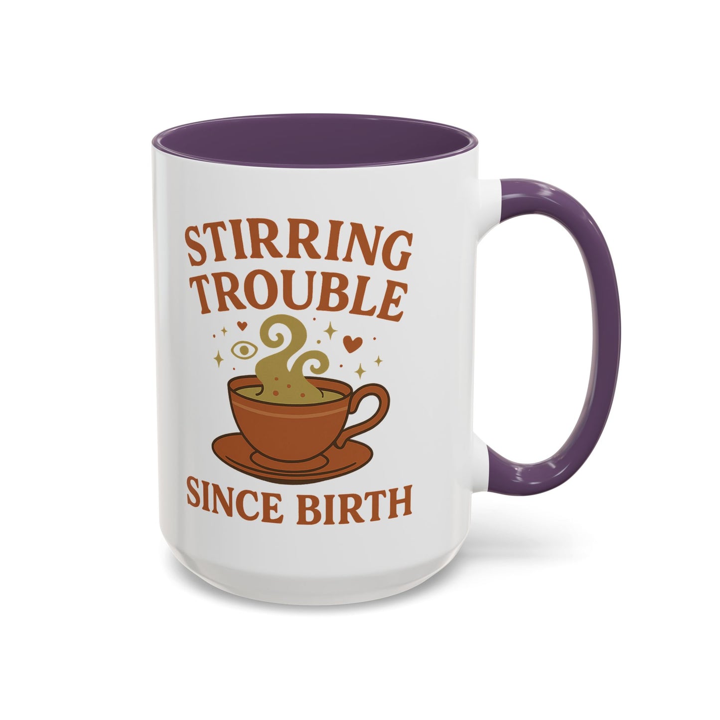 Stirring Trouble Since Birth Mug | Funny Witch Mug | Whimsical Witchcore Coffee Cup | Earth Tone Aesthetic | DivineMysticMoons Gift - Divine Mystic Moons