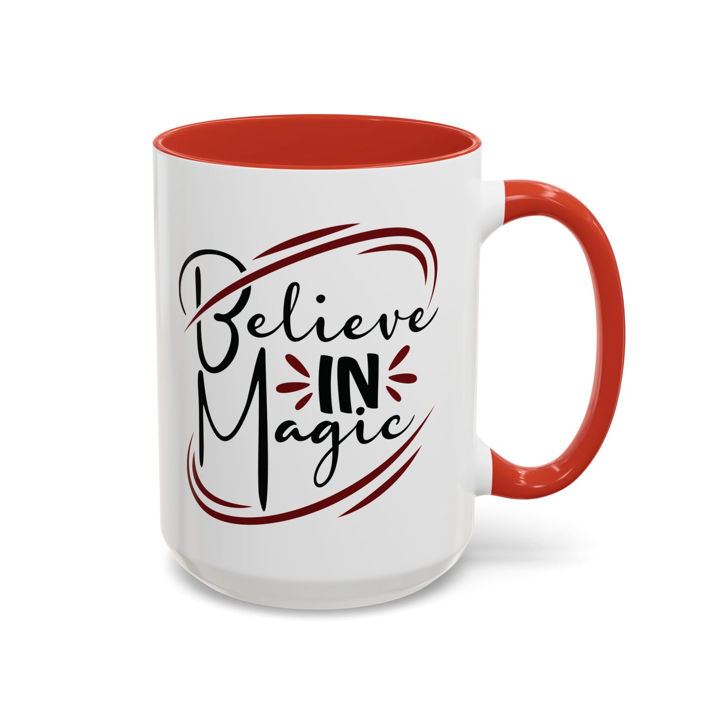 Believe in Magic Mug – Mystical Quote Coffee Cup, Witchy Gift for Her, Pink, Red, or Black Two-Tone Mug, Pagan Kitchen Decor