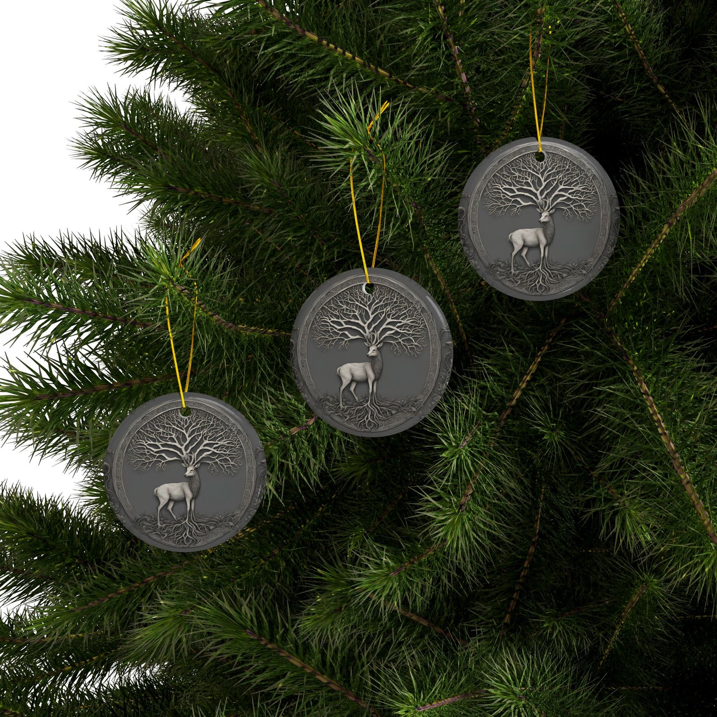 Whimsical Buck Forest Animal Tree of Life Ornaments, Nature-Inspired Holiday Decor, Perfect for Christmas, Gifts, Home Adornment - Divine Mystic Moons