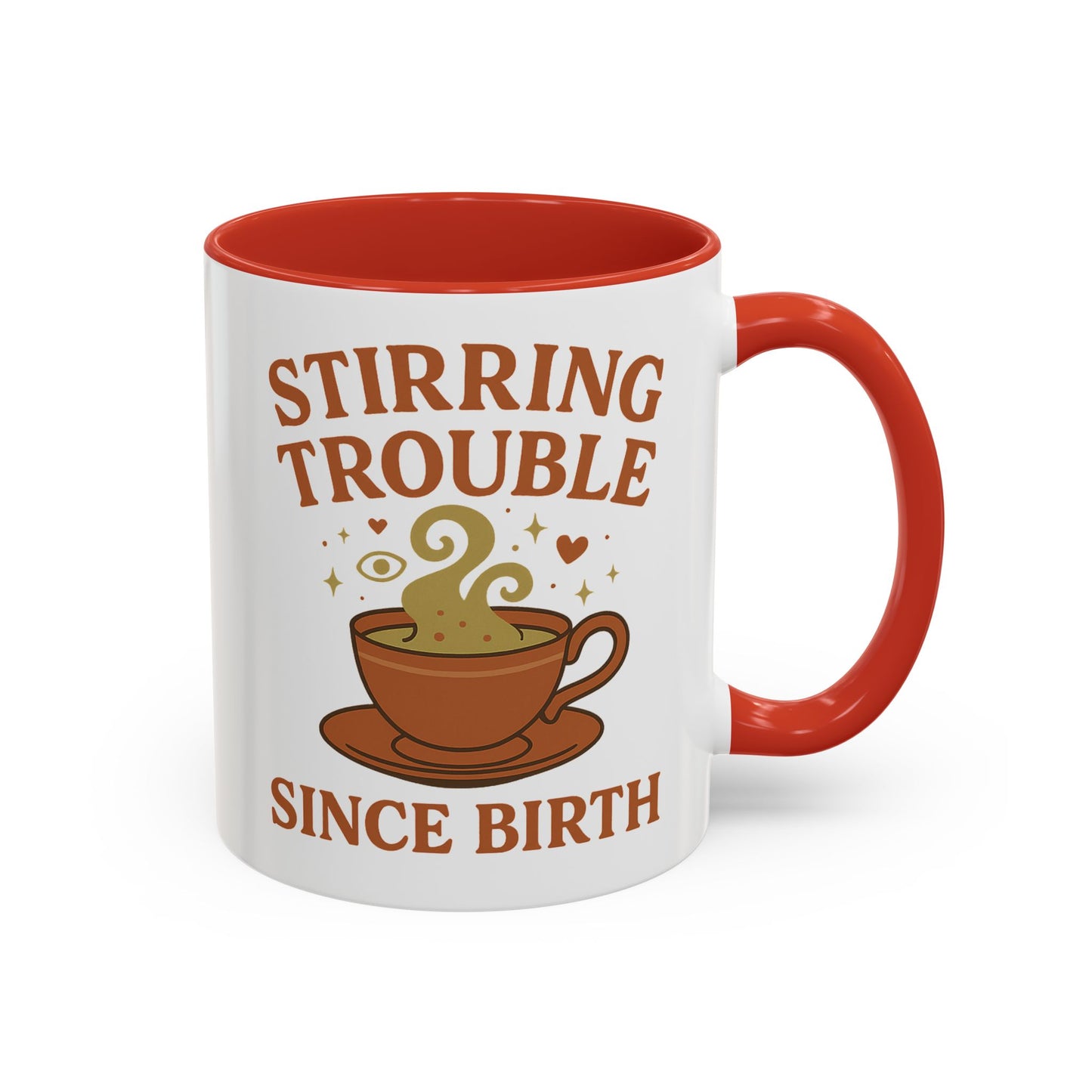 Stirring Trouble Since Birth Mug | Funny Witch Mug | Whimsical Witchcore Coffee Cup | Earth Tone Aesthetic | DivineMysticMoons Gift - Divine Mystic Moons