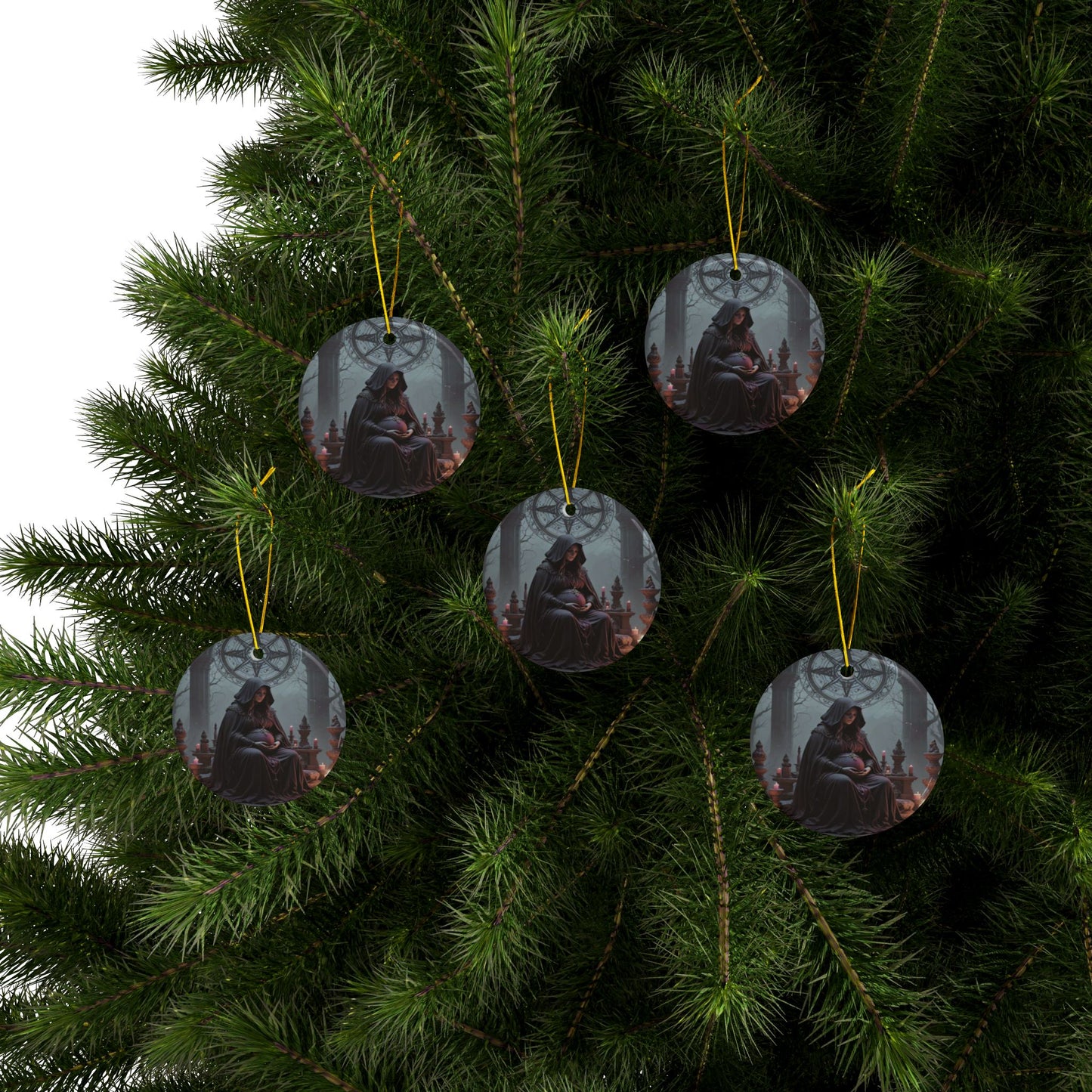 Enchanting Ceramic Ornaments, Mystical Home Decor, Gothic Christmas Decorations, Unique Gift, Witchy Holiday Ornaments, 2-Side Print - Divine Mystic Moons