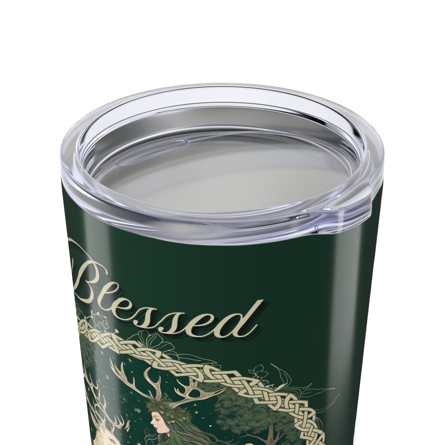 Blessed Yule Tide, Green Witch Gift, 20oz Cup, Nature Lover Mug, Pagan Drinkware, Wiccan Decor, Forest Buck Design - Divine Mystic Moons