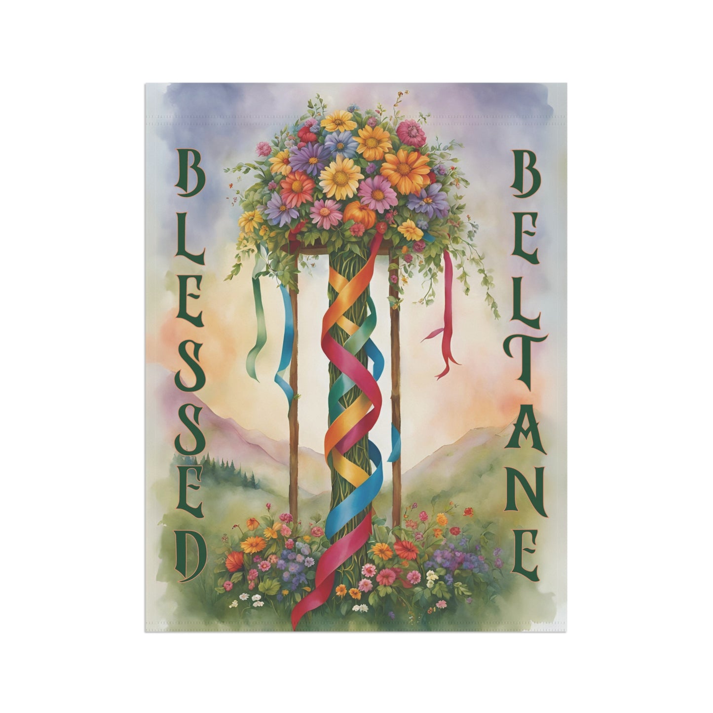 Beltane Blessings Garden Banner, Spring Decor, Flower Flag, Outdoor Decoration, Witchy Home, Beltane Celebration