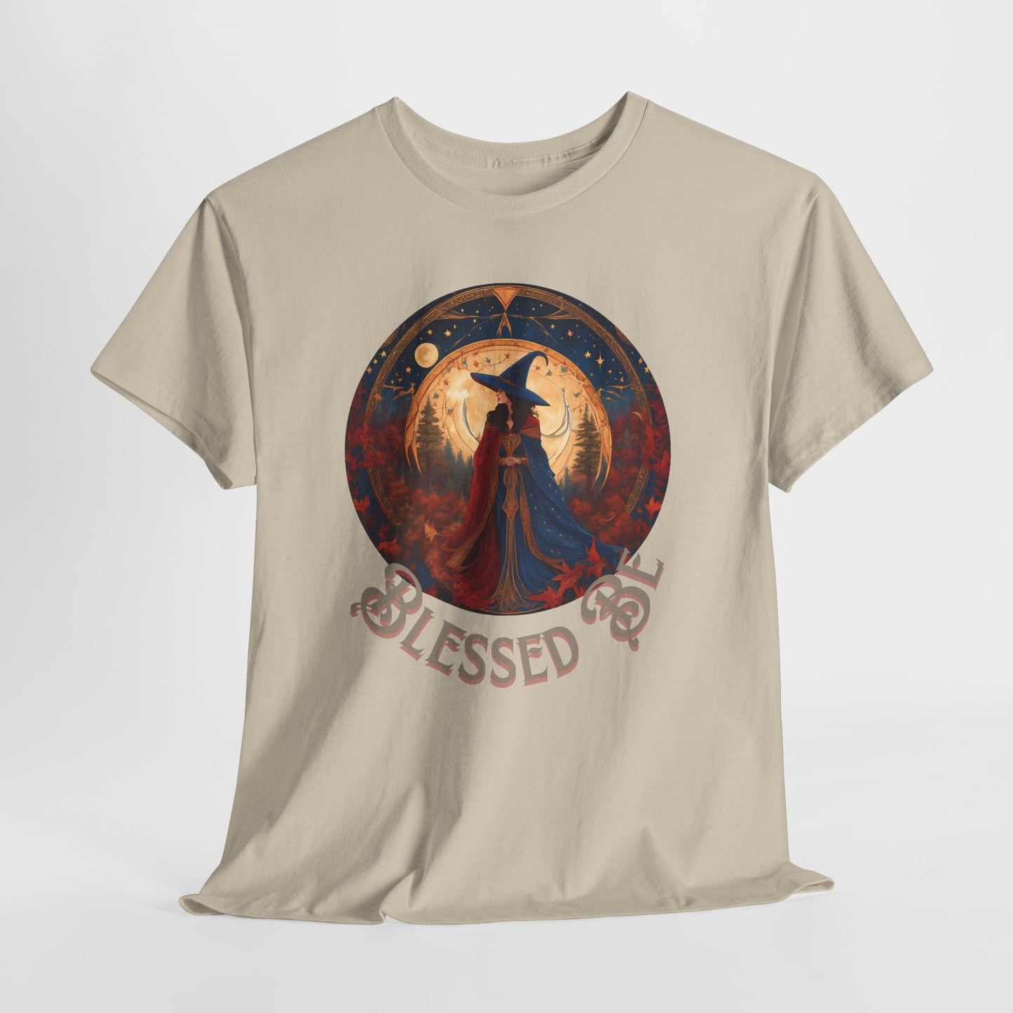 Blessed Be Unisex Heavy Cotton Tee, Witchy Shirt for Pagans, Gifting for Halloween, Casual Wear, Spiritual Apparel, Festival Top - Divine Mystic Moons