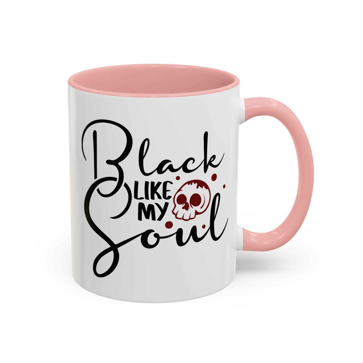 Black Like My Soul Mug – Gothic Coffee Cup, Funny Dark Humor Gift, Pink, Red, or Black Two-Tone Ceramic Mug, Alt Aesthetic Drinkware - Divine Mystic Moons