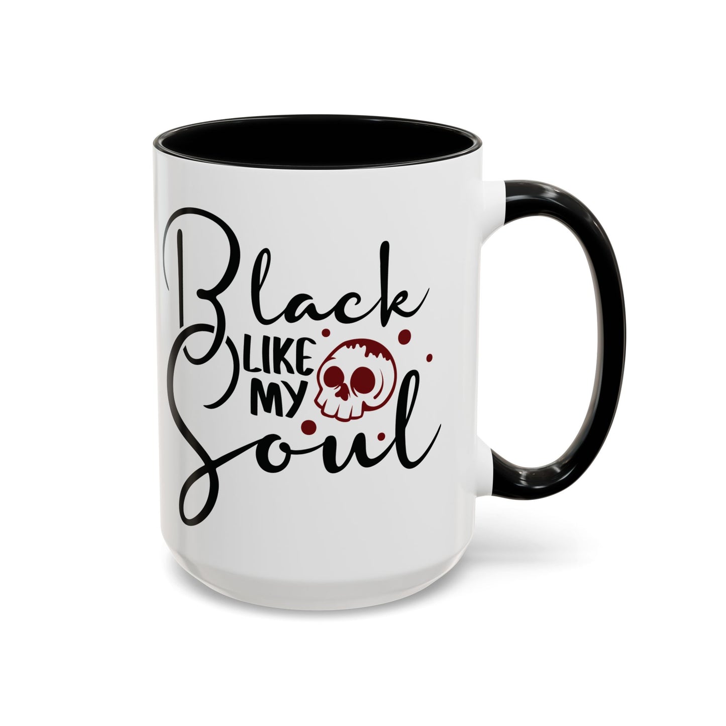 Black Like My Soul Mug – Gothic Coffee Cup, Funny Dark Humor Gift, Pink, Red, or Black Two-Tone Ceramic Mug, Alt Aesthetic Drinkware - Divine Mystic Moons
