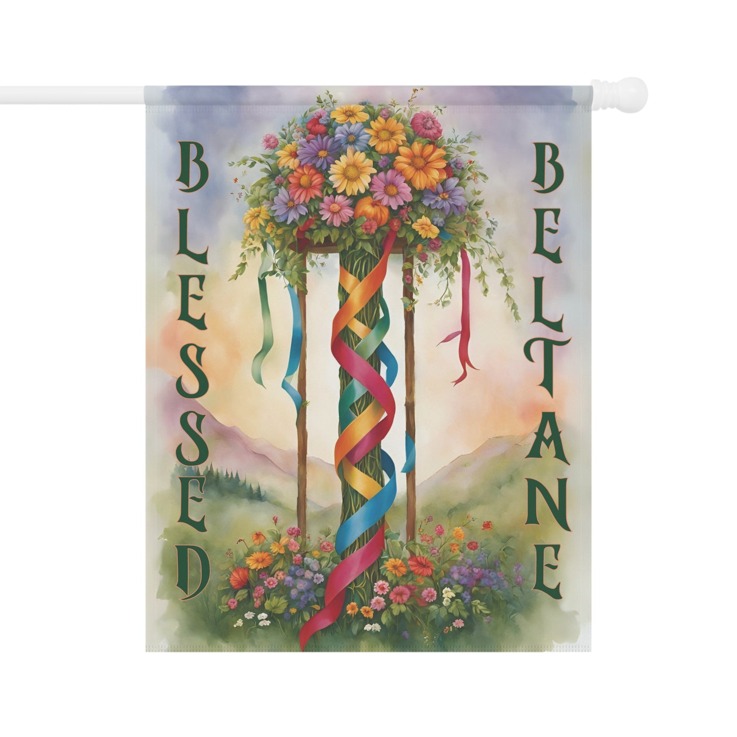 Beltane Blessings Garden Banner, Spring Decor, Flower Flag, Outdoor Decoration, Witchy Home, Beltane Celebration