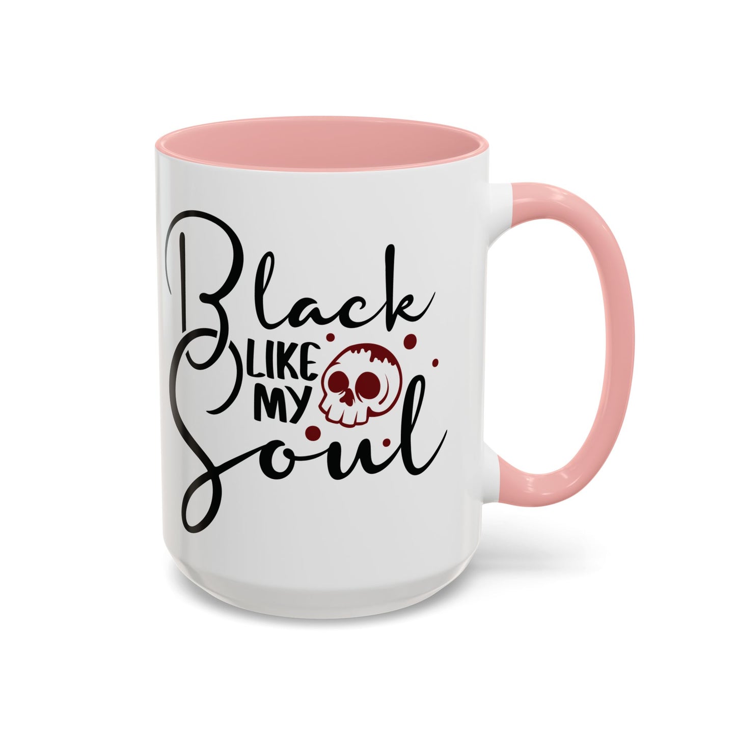 Black Like My Soul Mug – Gothic Coffee Cup, Funny Dark Humor Gift, Pink, Red, or Black Two-Tone Ceramic Mug, Alt Aesthetic Drinkware - Divine Mystic Moons
