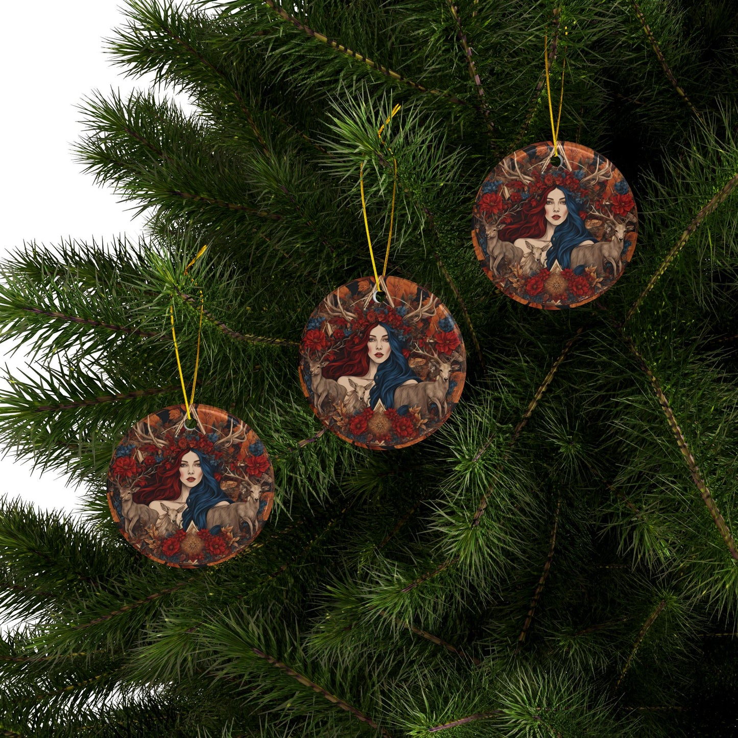 Enchanting Ceramic Ornaments,Woodland Fairy Design for Holiday Decor, Christmas Gift, Nature Lover Ornament, Eco-Friendly Craft, - Divine Mystic Moons