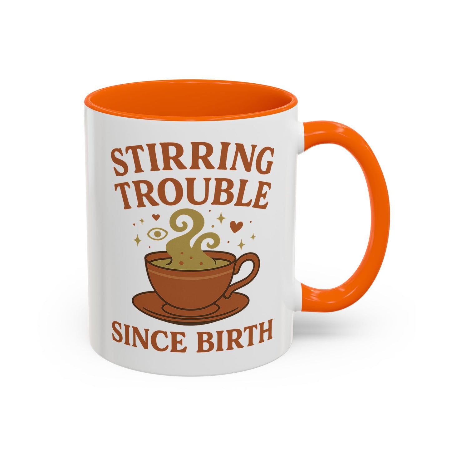 Stirring Trouble Since Birth Mug | Funny Witch Mug | Whimsical Witchcore Coffee Cup | Earth Tone Aesthetic | DivineMysticMoons Gift - Divine Mystic Moons