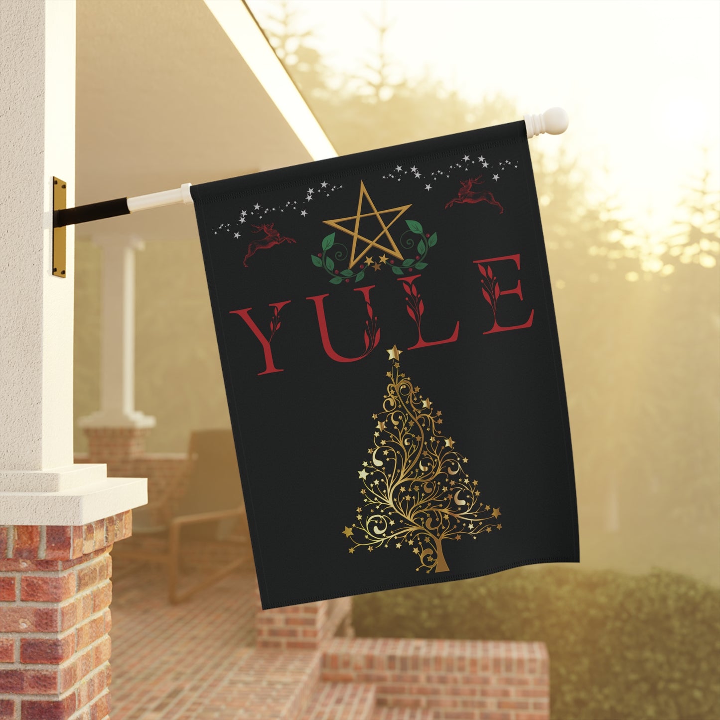 Yule Garden Banner, Elegant Holiday Decor, Christmas Yard Sign, Winter Solstice Decoration, Outdoor Festive Flag