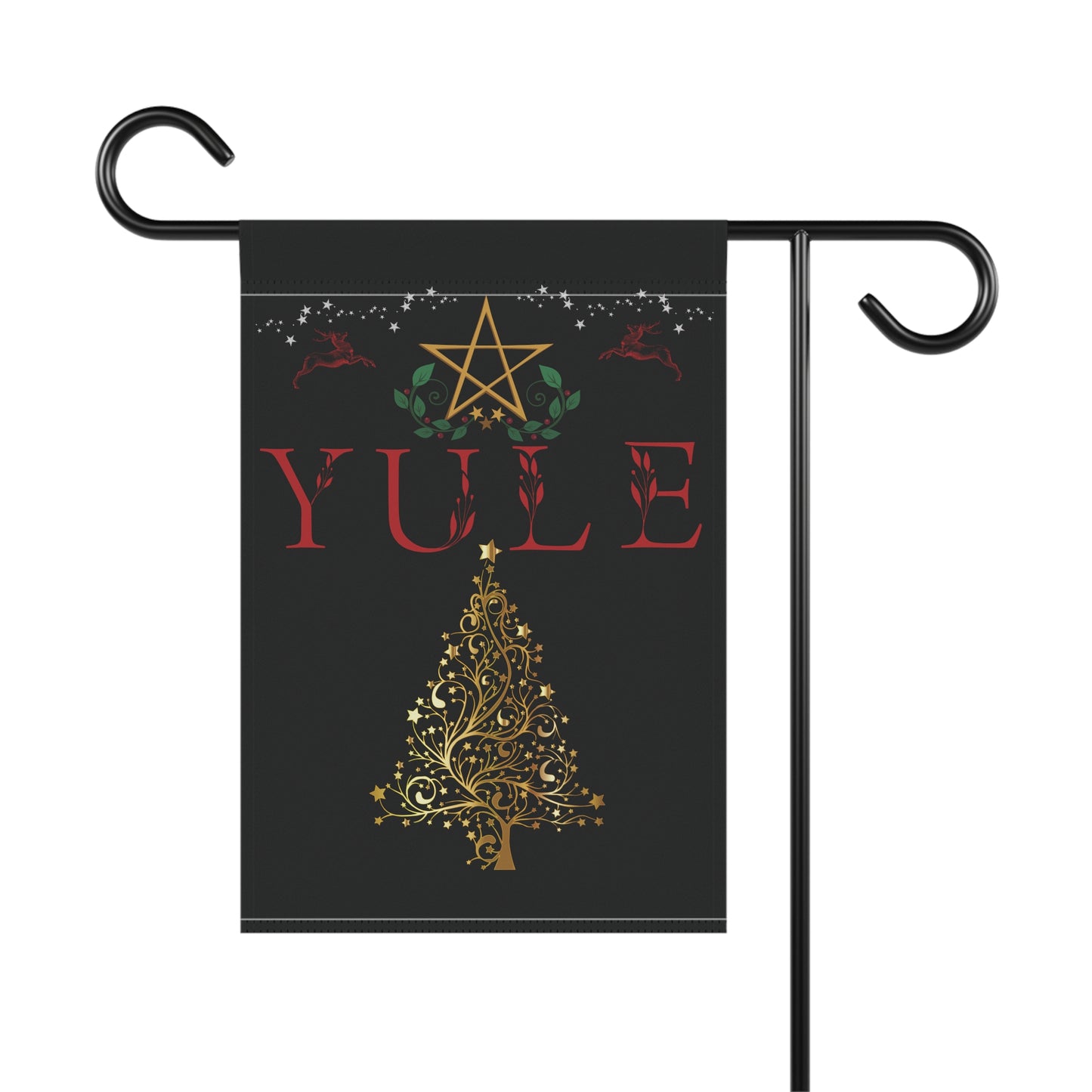 Yule Garden Banner, Elegant Holiday Decor, Christmas Yard Sign, Winter Solstice Decoration, Outdoor Festive Flag