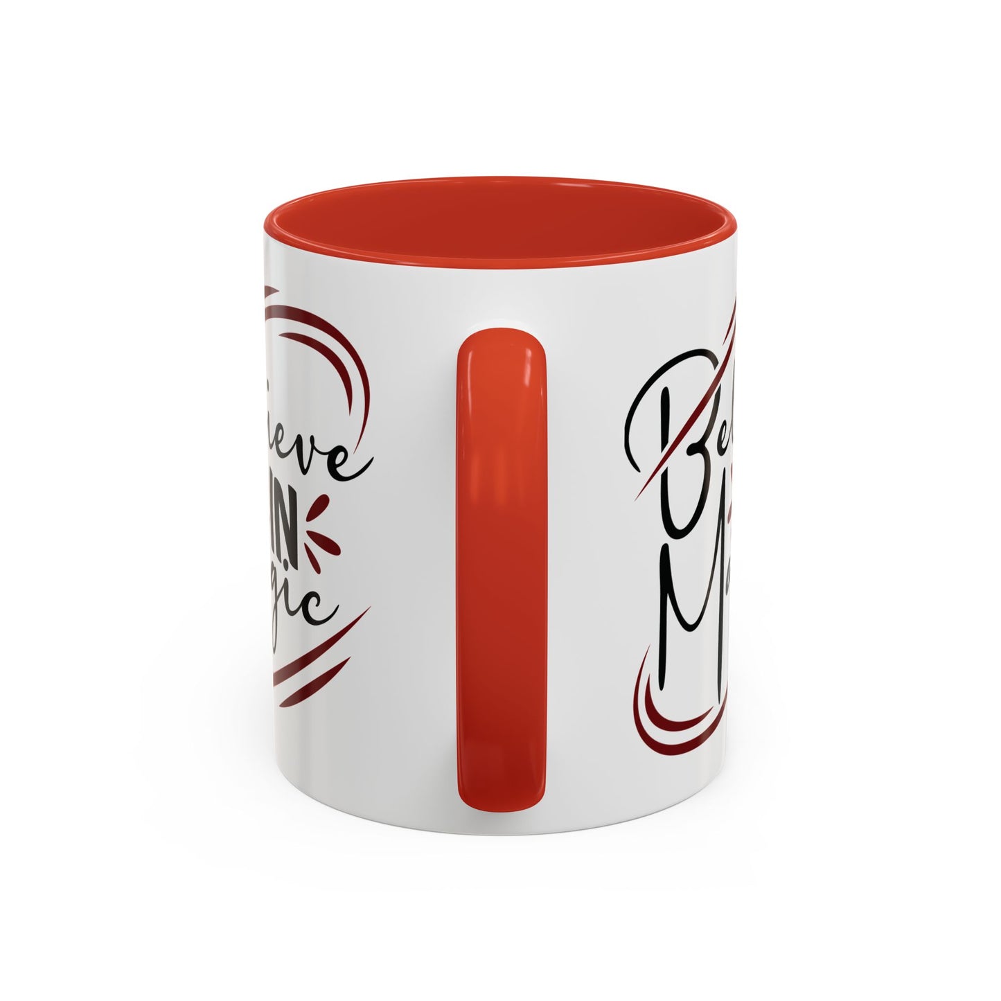 Believe in Magic Mug – Mystical Quote Coffee Cup, Witchy Gift for Her, Pink, Red, or Black Two-Tone Mug, Pagan Kitchen Decor