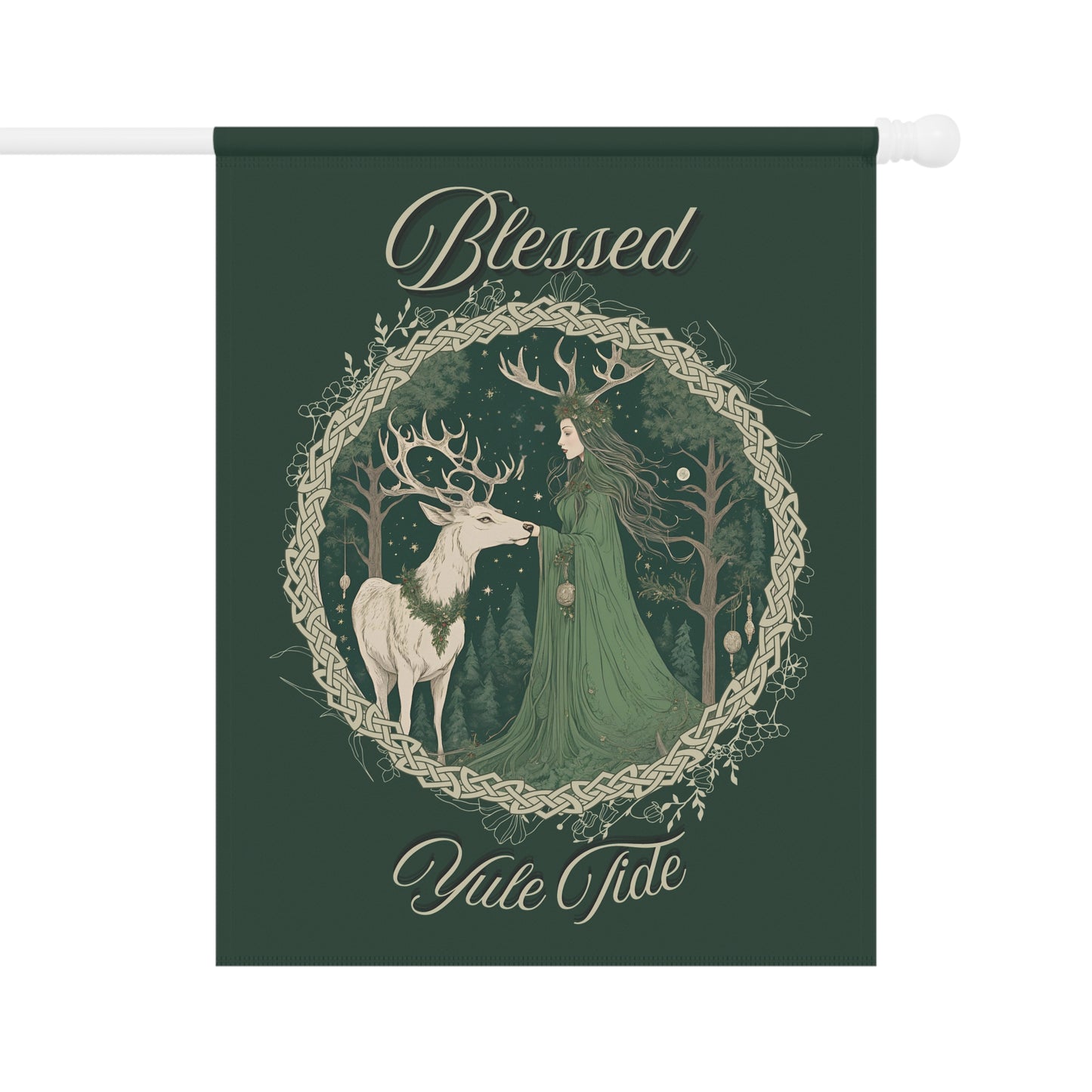 Enchanted Yuletide Garden Banner, Winter Home Decor, Magical Holiday Garden Flag, Blessed Yule Tide Decor, Outdoor Holiday Decor, Seasonal