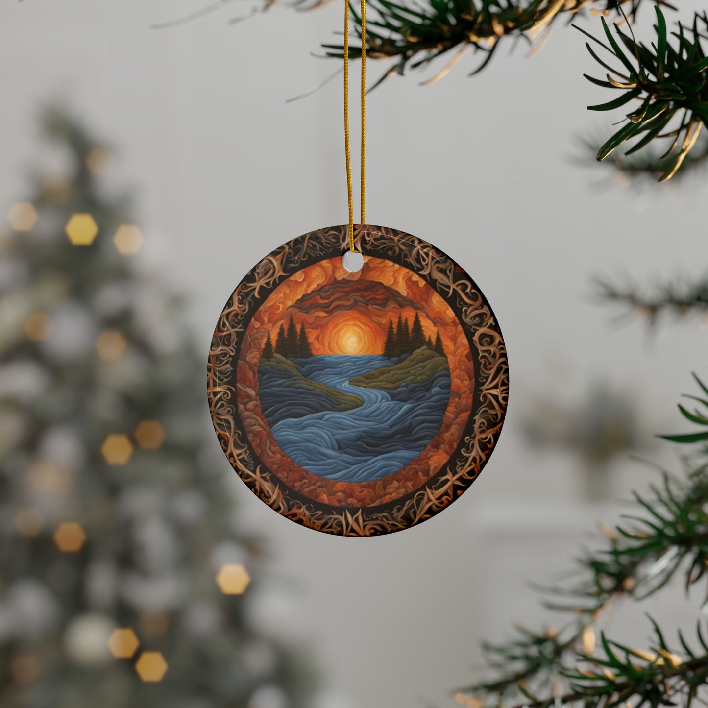 Nature Inspired Ceramic Ornaments Perfect for Holidays and Home Decor, 2-Sided Print, Gift Ideas for Friends & Family, Christmas, Wall - Divine Mystic Moons