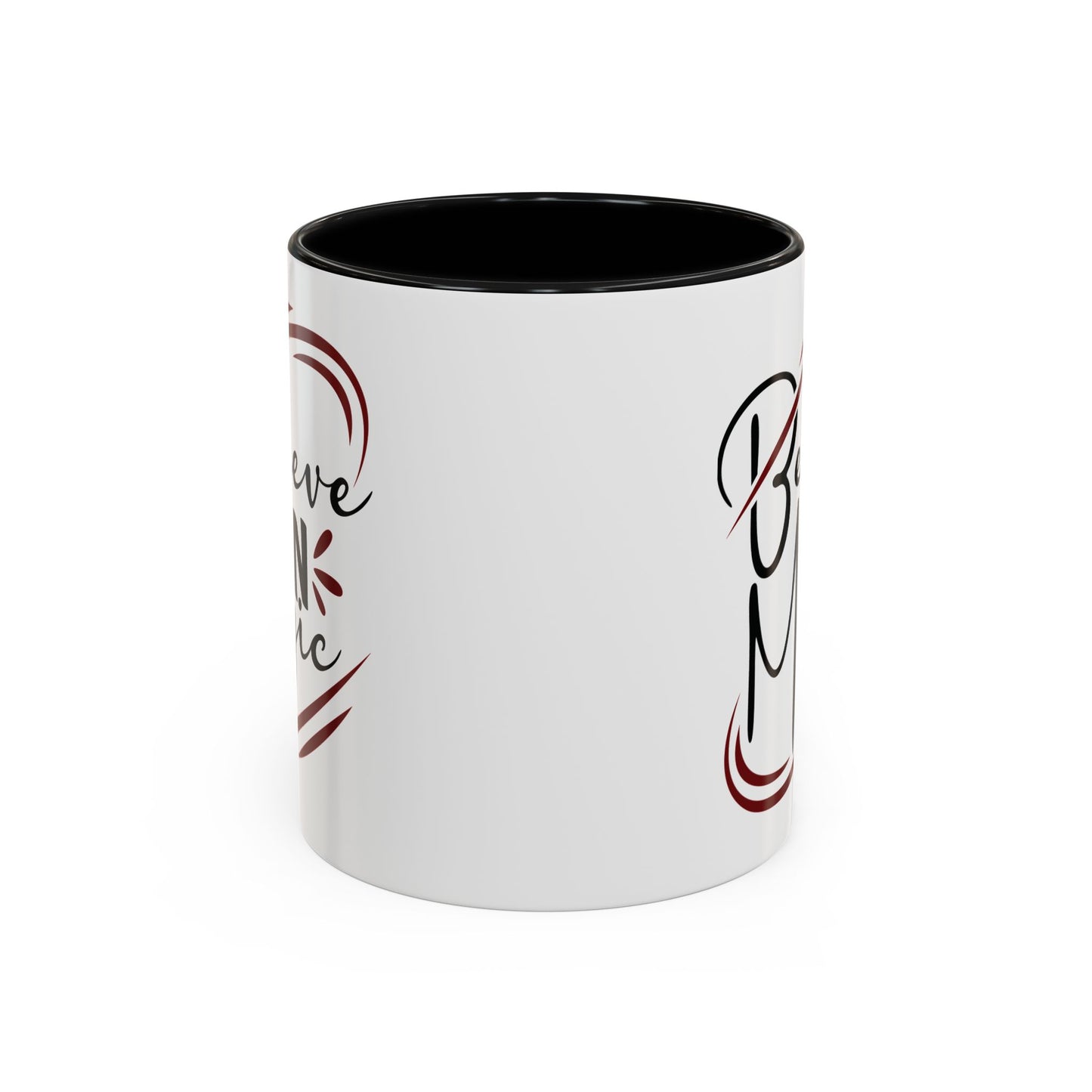 Believe in Magic Mug – Mystical Quote Coffee Cup, Witchy Gift for Her, Pink, Red, or Black Two-Tone Mug, Pagan Kitchen Decor