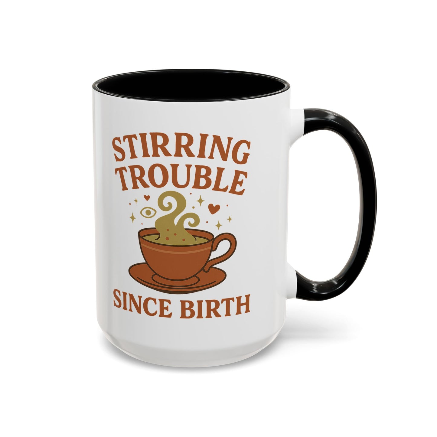 Stirring Trouble Since Birth Mug | Funny Witch Mug | Whimsical Witchcore Coffee Cup | Earth Tone Aesthetic | DivineMysticMoons Gift - Divine Mystic Moons