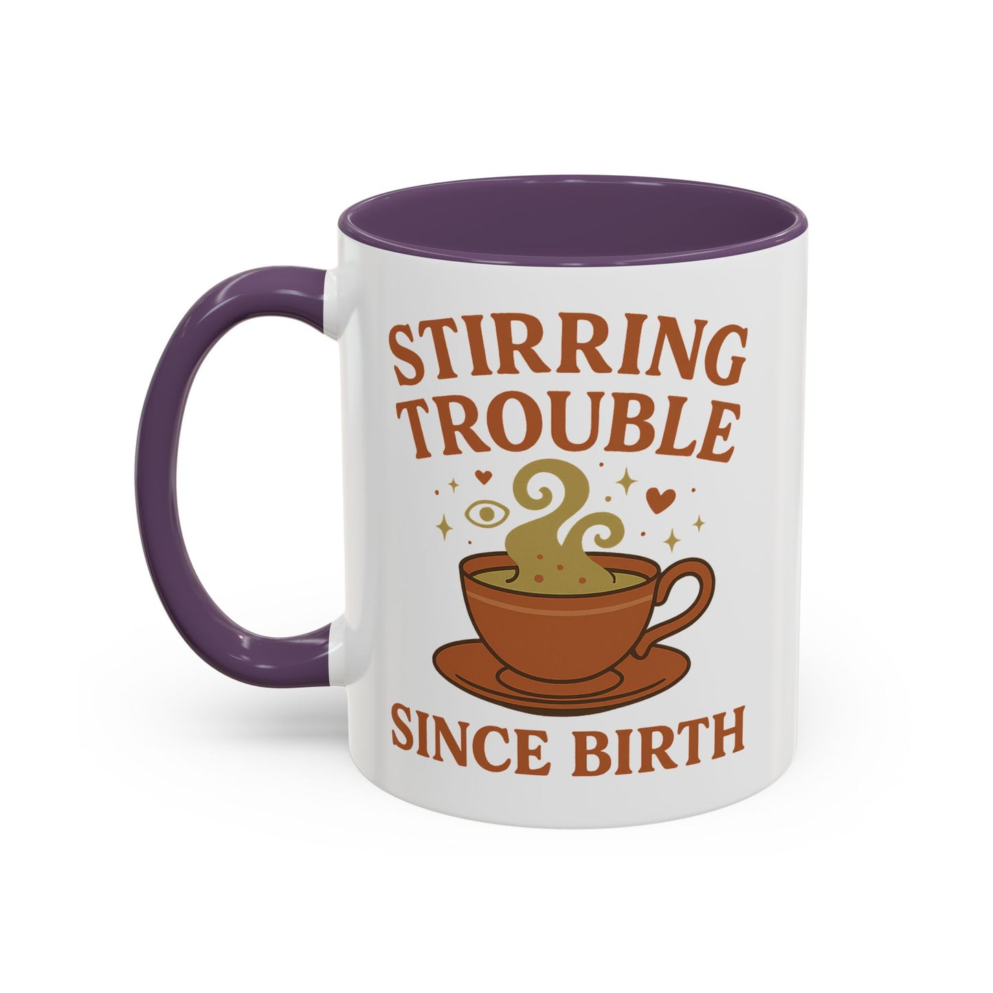 Stirring Trouble Since Birth Mug | Funny Witch Mug | Whimsical Witchcore Coffee Cup | Earth Tone Aesthetic | DivineMysticMoons Gift - Divine Mystic Moons