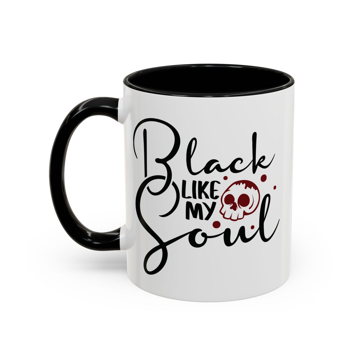 Black Like My Soul Mug – Gothic Coffee Cup, Funny Dark Humor Gift, Pink, Red, or Black Two-Tone Ceramic Mug, Alt Aesthetic Drinkware - Divine Mystic Moons