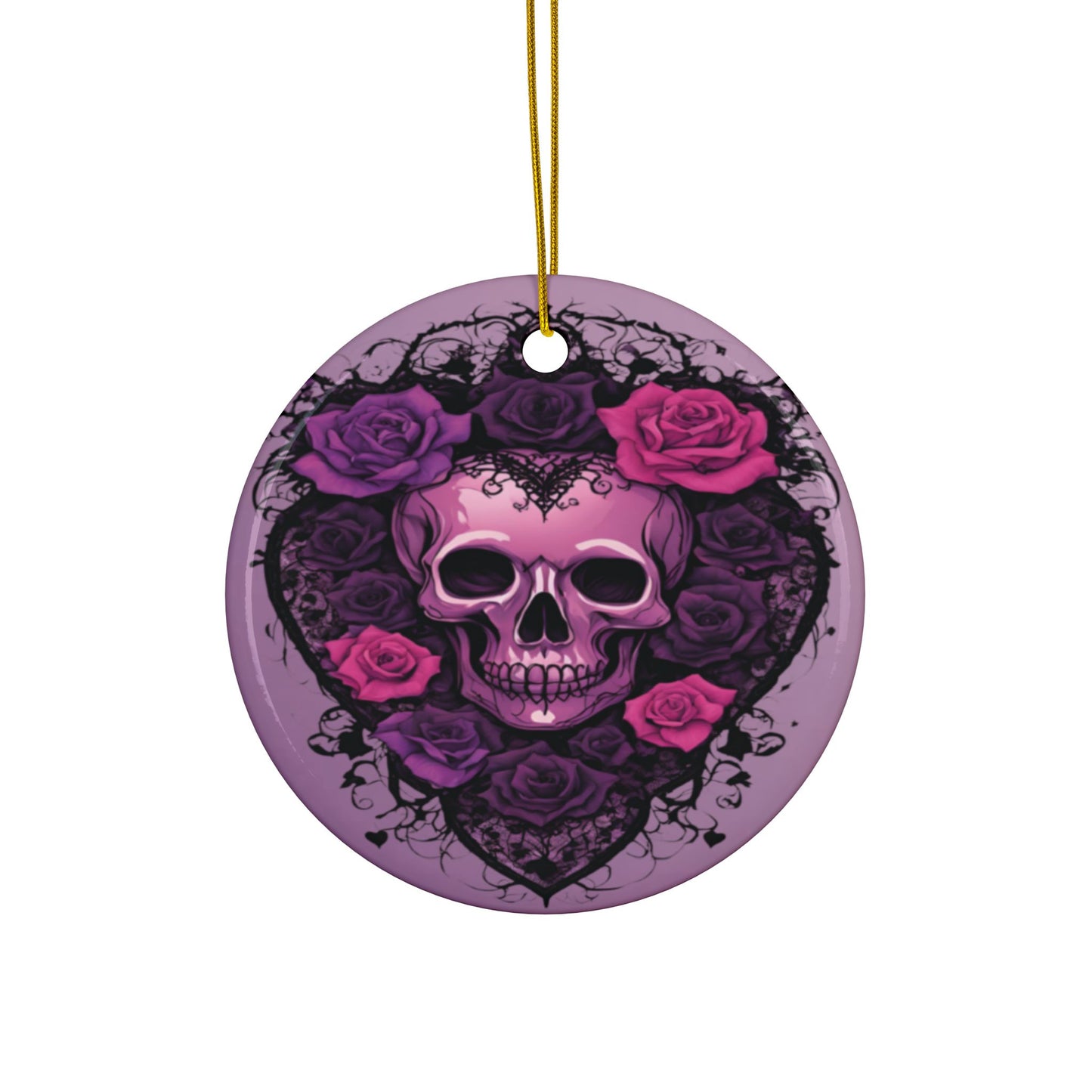 Purple Skull and Roses Holiday Ornament Alter Decor Home Decoration (1pc, 3pcs, 5pcs, 10pcs) - Divine Mystic Moons