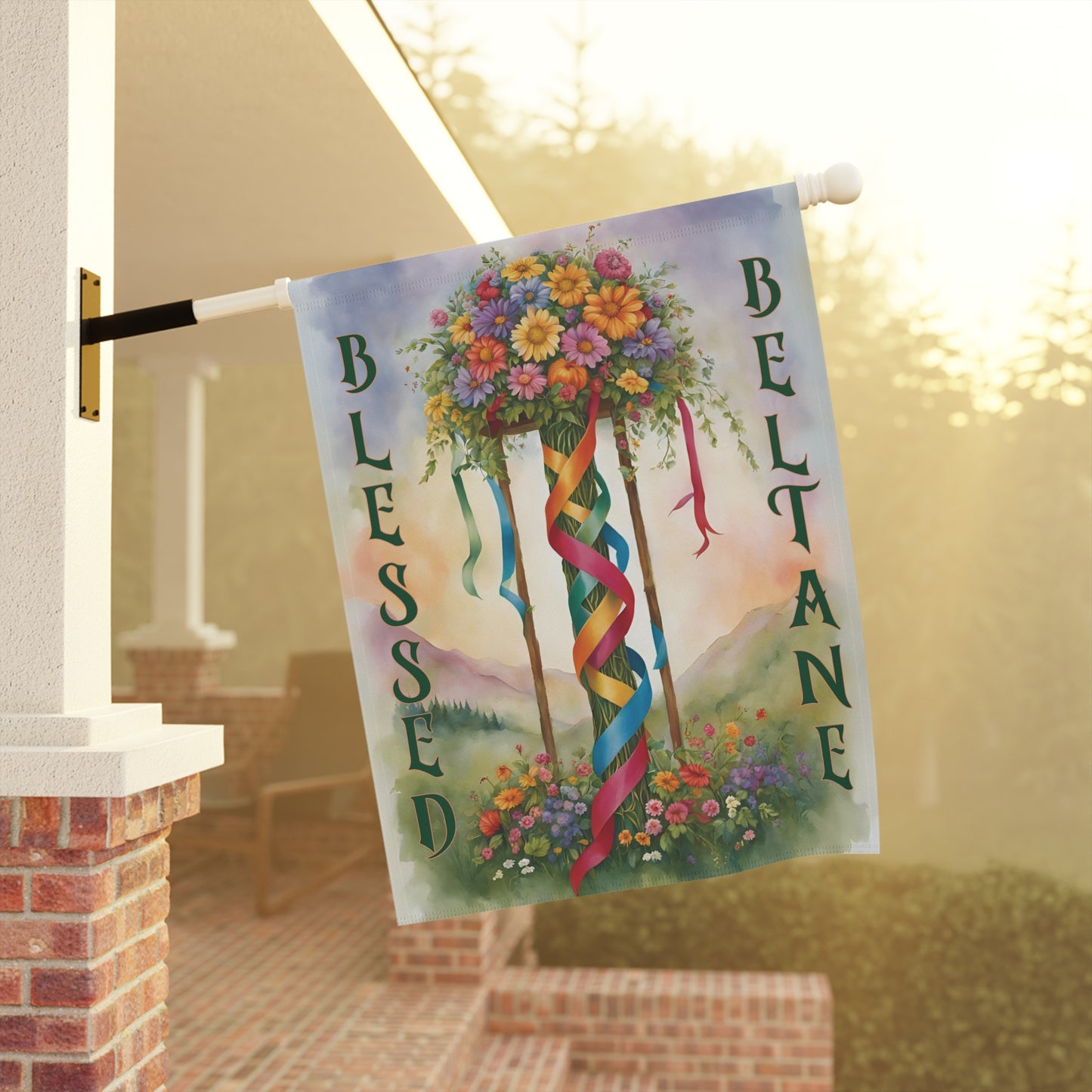 Beltane Blessings Garden Banner, Spring Decor, Flower Flag, Outdoor Decoration, Witchy Home, Beltane Celebration