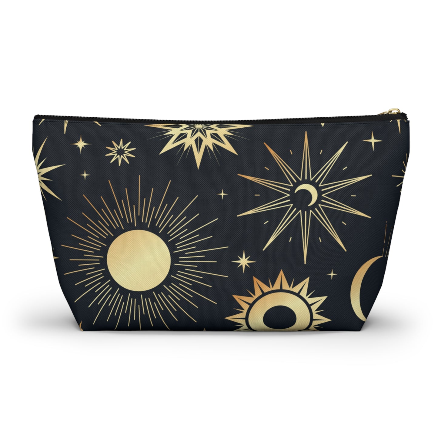 Mystical Makeup Bag | Witch Accessories Pouch | Pagan Travel Organizer | Moon and Sun Cosmetic Bag | Spiritual Storage Pouch w T-bottom - Divine Mystic Moons