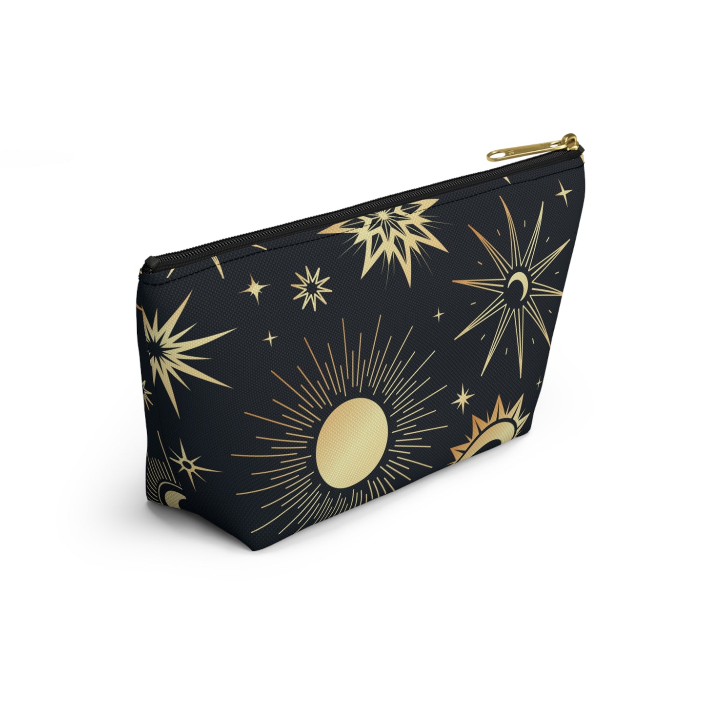 Mystical Makeup Bag | Witch Accessories Pouch | Pagan Travel Organizer | Moon and Sun Cosmetic Bag | Spiritual Storage Pouch w T-bottom - Divine Mystic Moons