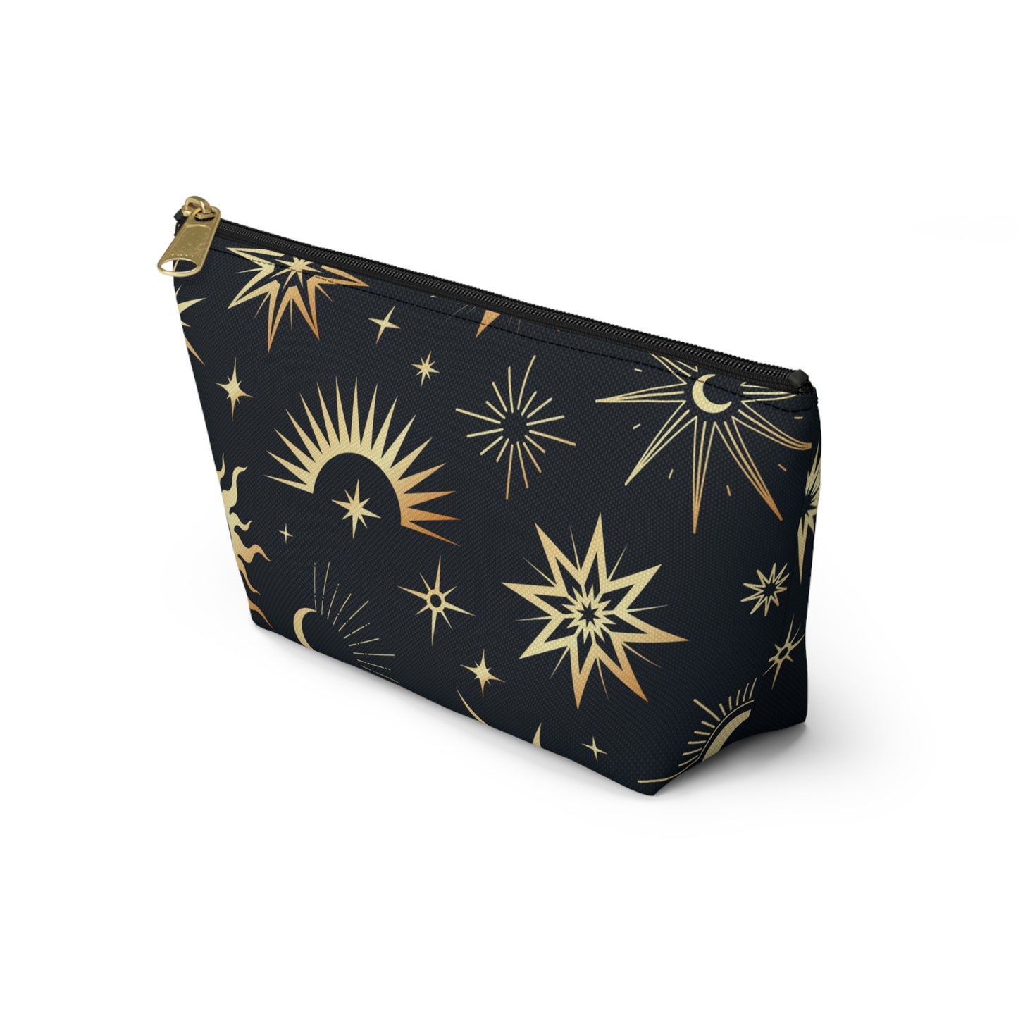 Mystical Makeup Bag | Witch Accessories Pouch | Pagan Travel Organizer | Moon and Sun Cosmetic Bag | Spiritual Storage Pouch w T-bottom - Divine Mystic Moons