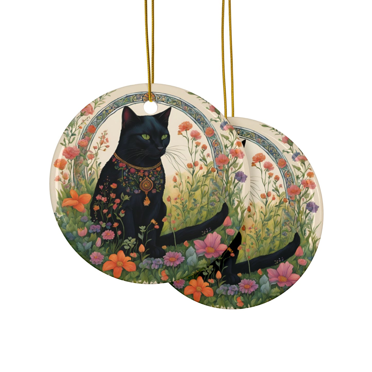Field of Dreams Cat Ceramic Ornaments, Perfect for Pet Lovers, Holiday Decor, Gift for Cat Lovers, Set of 1/3/5/10 - Divine Mystic Moons