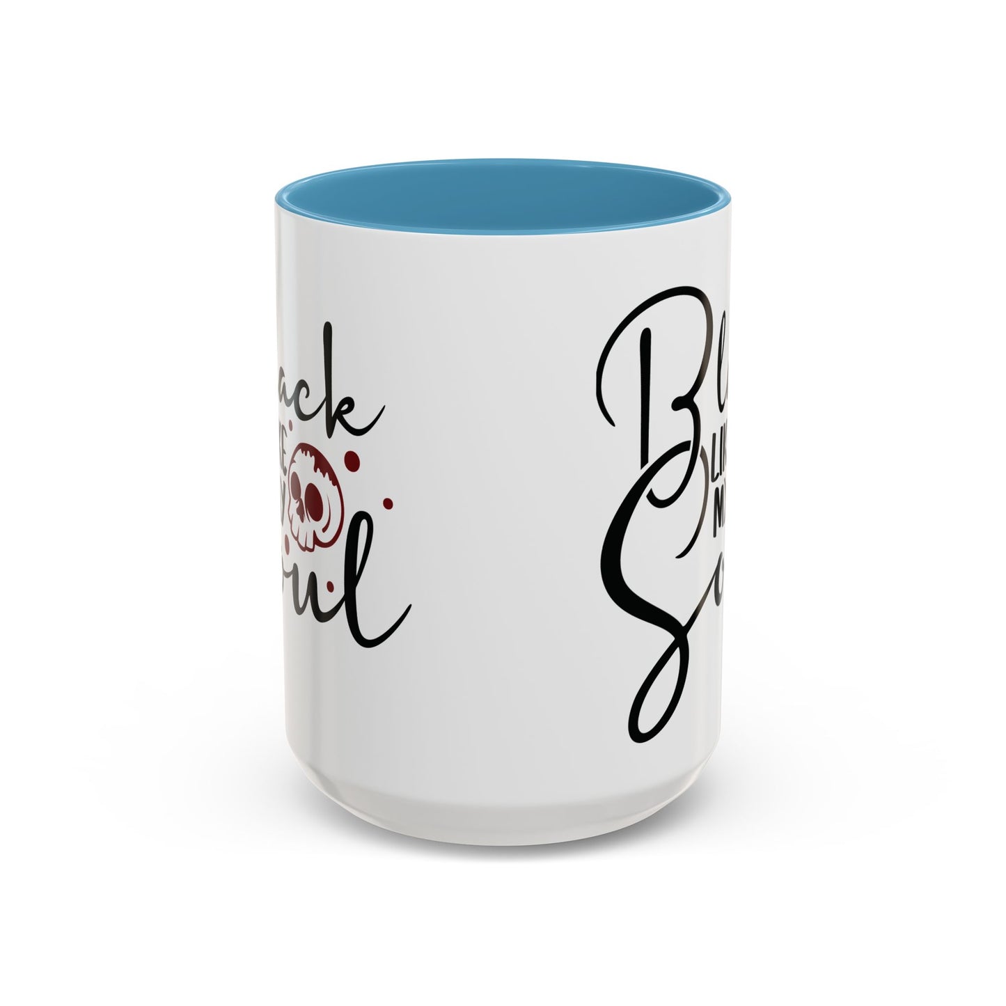 Black Like My Soul Mug – Gothic Coffee Cup, Funny Dark Humor Gift, Pink, Red, or Black Two-Tone Ceramic Mug, Alt Aesthetic Drinkware - Divine Mystic Moons