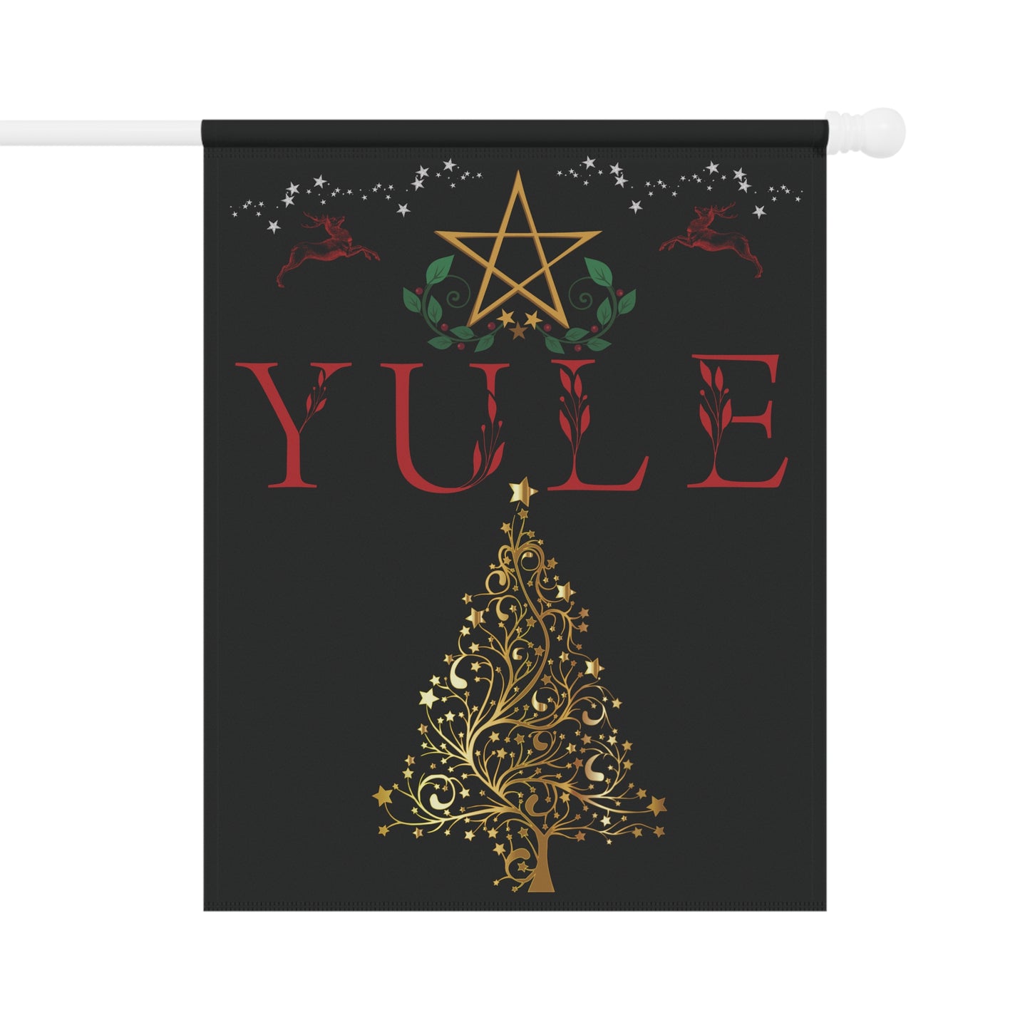 Yule Garden Banner, Elegant Holiday Decor, Christmas Yard Sign, Winter Solstice Decoration, Outdoor Festive Flag