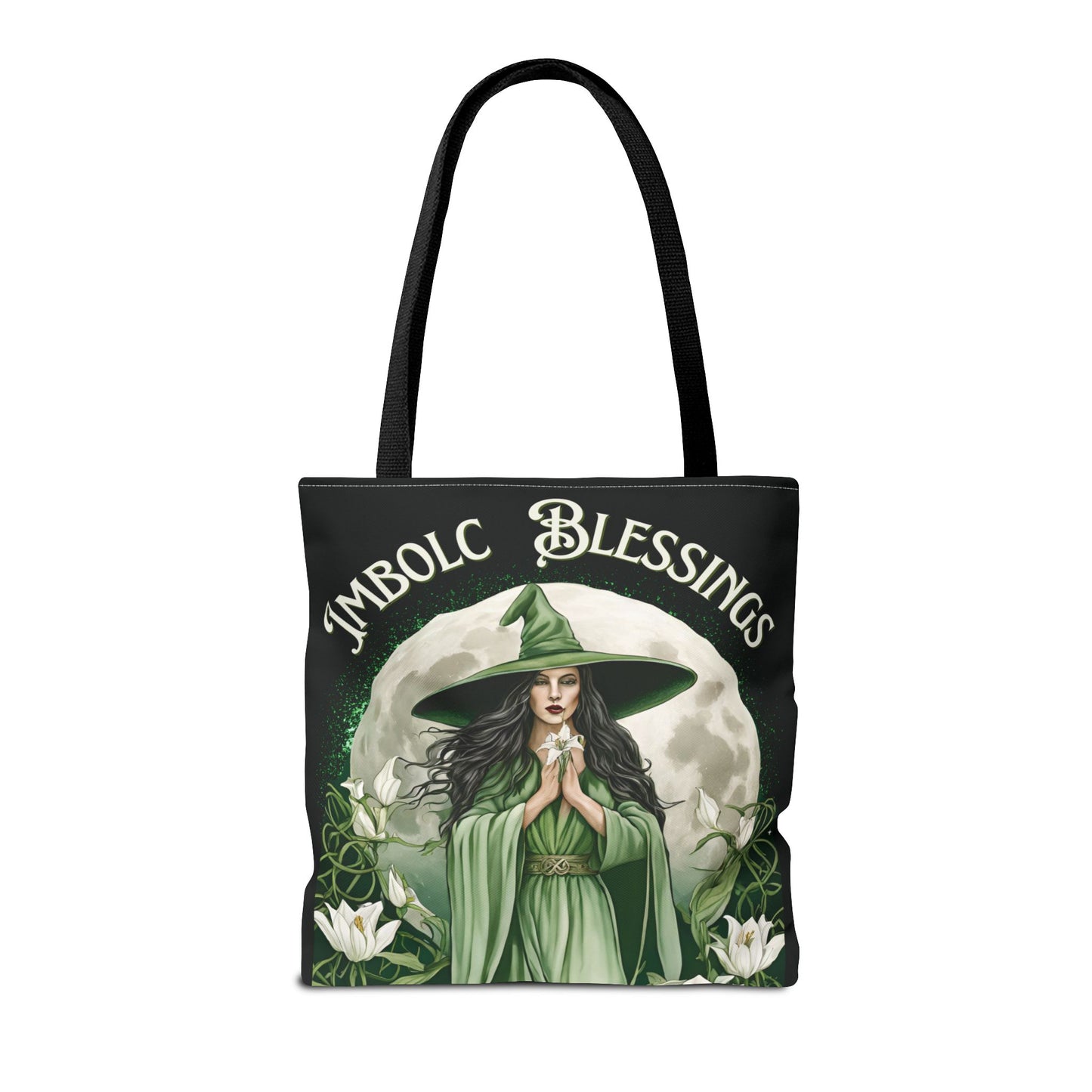 Imbolc Blessings Tote Bag, Wiccan Gift, Witchy Style Bag, Green Witch Shopping Tote, Wheel of the Year, Blessed Be - Divine Mystic Moons