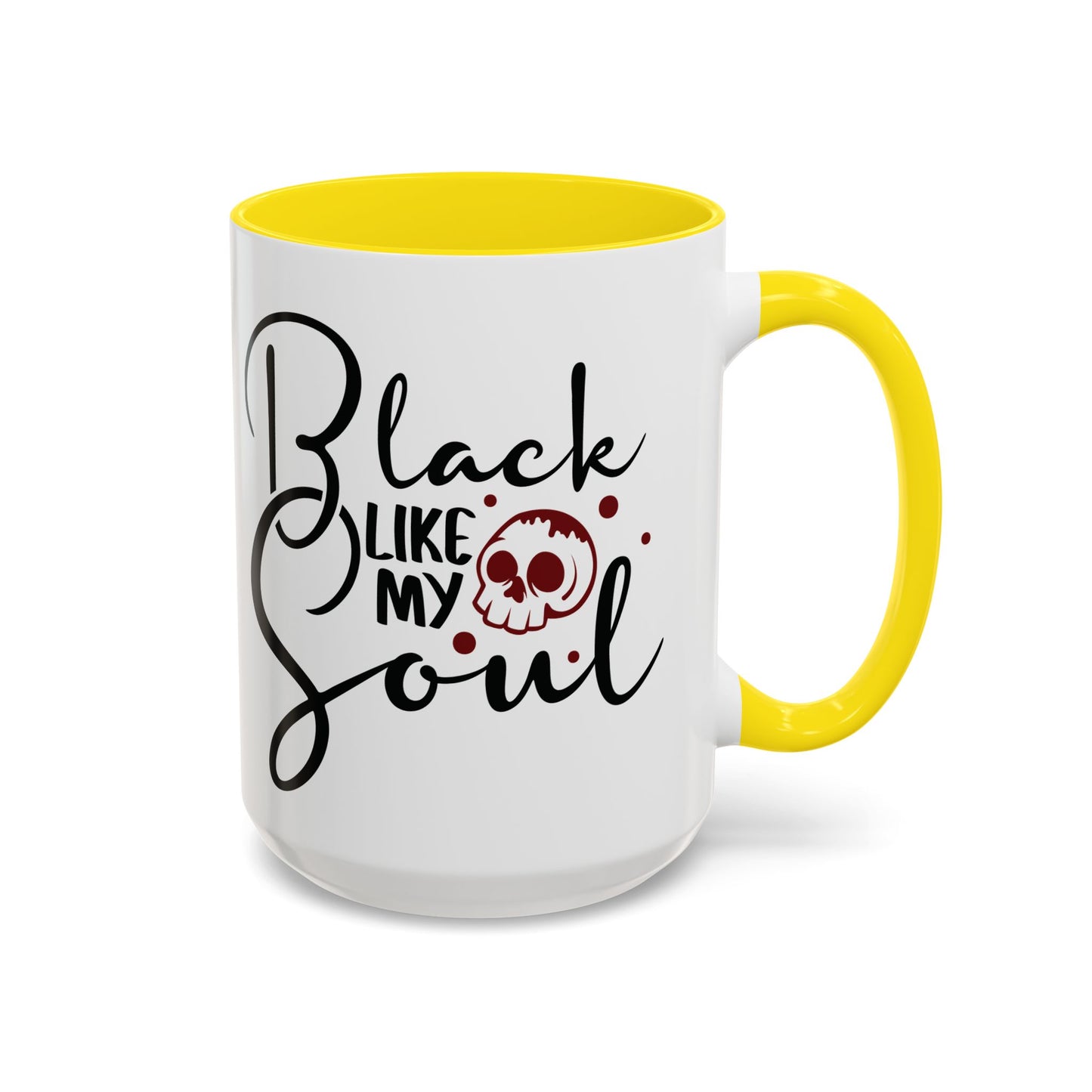 Black Like My Soul Mug – Gothic Coffee Cup, Funny Dark Humor Gift, Pink, Red, or Black Two-Tone Ceramic Mug, Alt Aesthetic Drinkware - Divine Mystic Moons