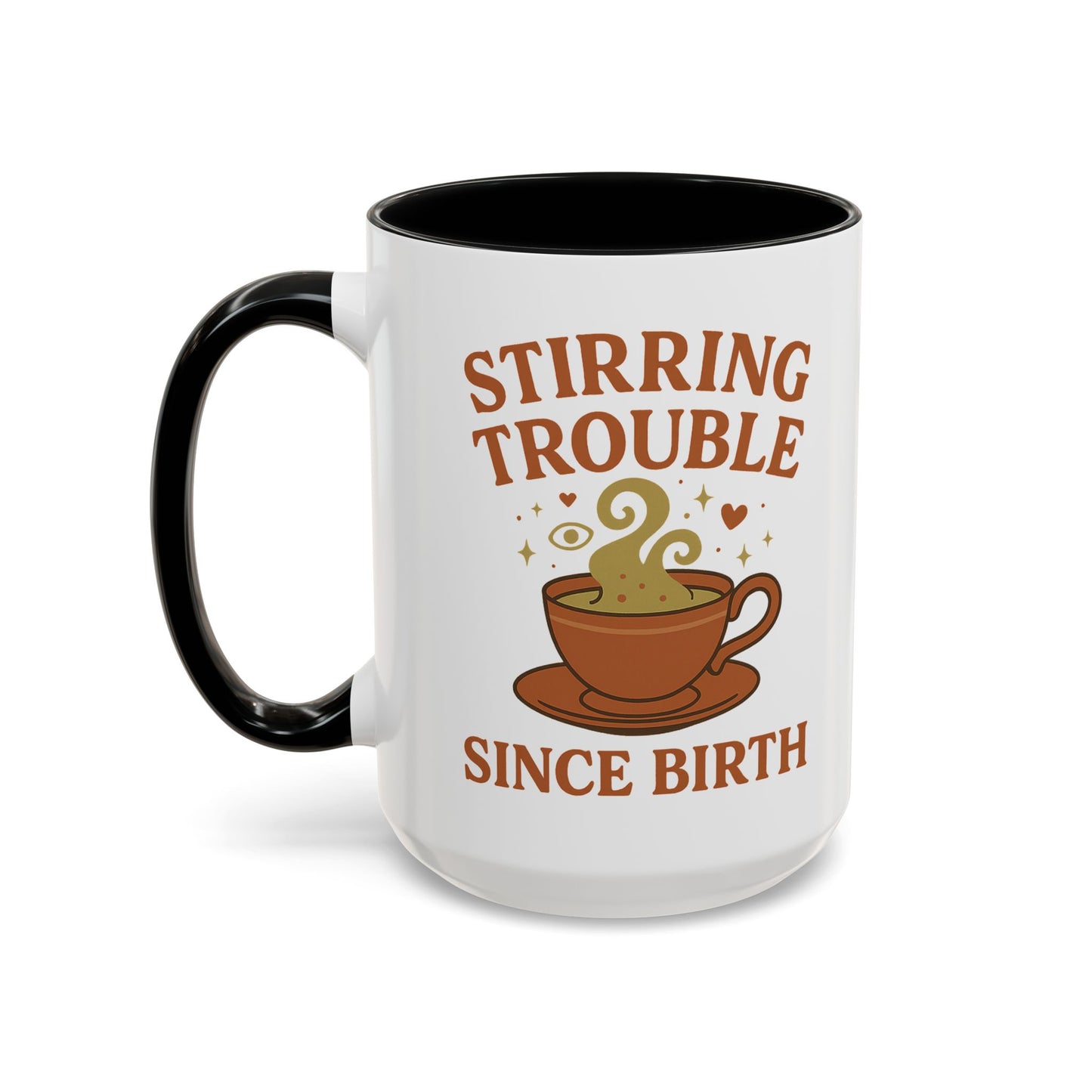 Stirring Trouble Since Birth Mug | Funny Witch Mug | Whimsical Witchcore Coffee Cup | Earth Tone Aesthetic | DivineMysticMoons Gift - Divine Mystic Moons