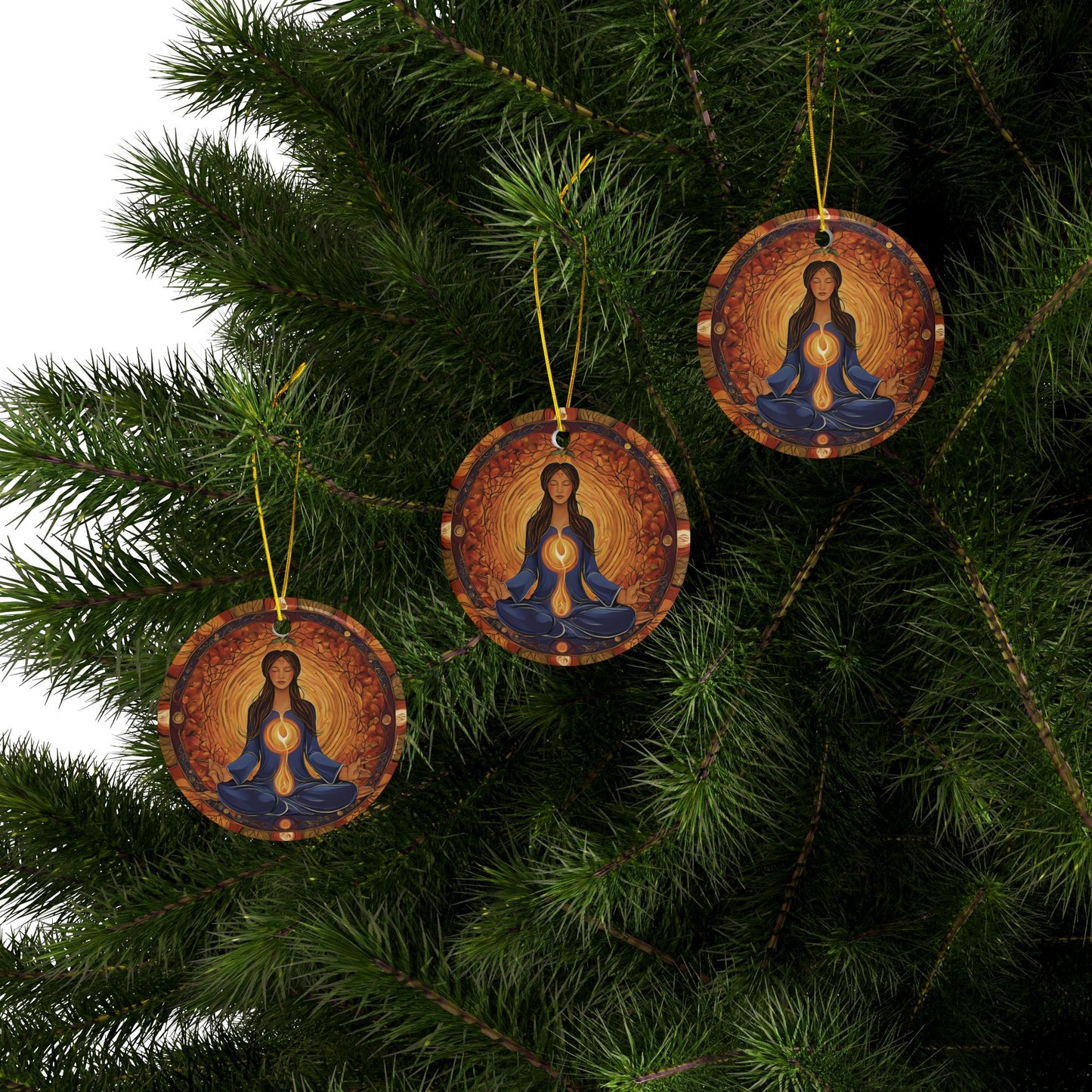 Meditation Spirit Ceramic Ornaments, Holiday Decor, Spiritual Gift, Zen Ornament, Home Decor, Reiki - Divine Mystic Moons