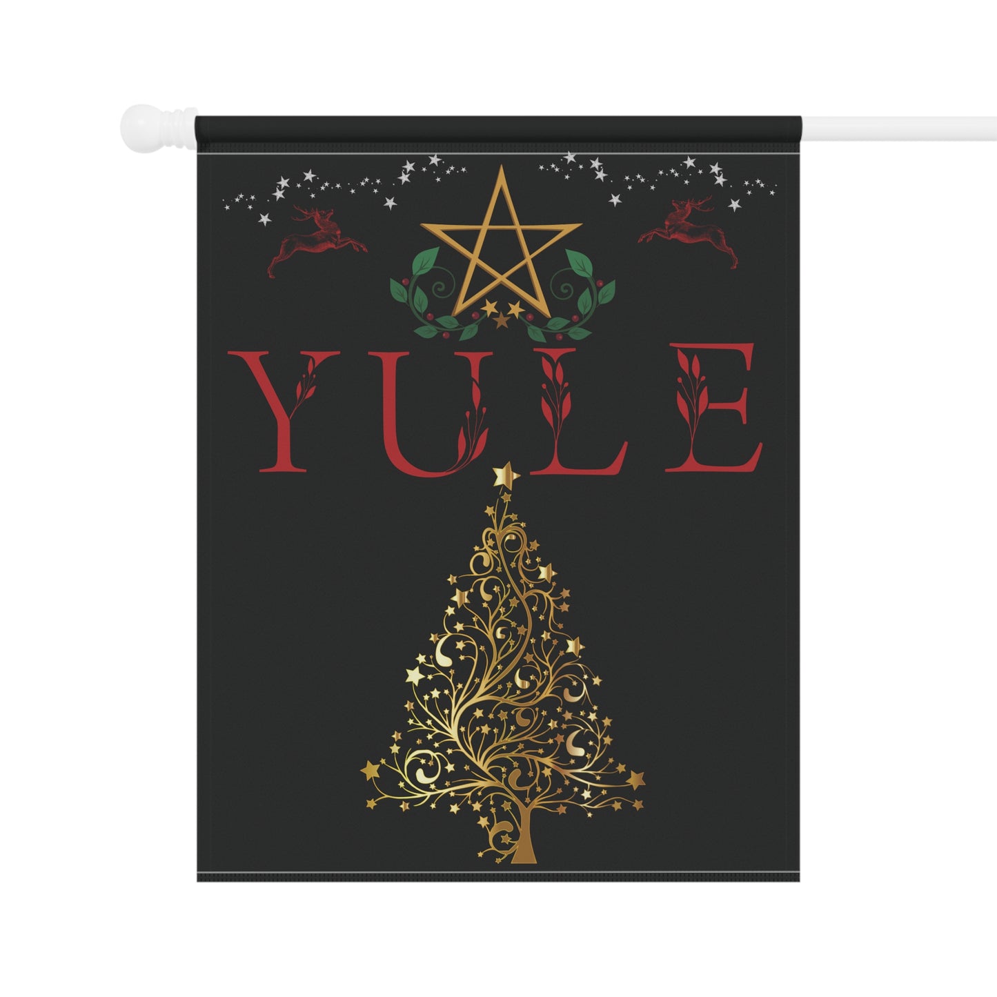 Yule Garden Banner, Elegant Holiday Decor, Christmas Yard Sign, Winter Solstice Decoration, Outdoor Festive Flag